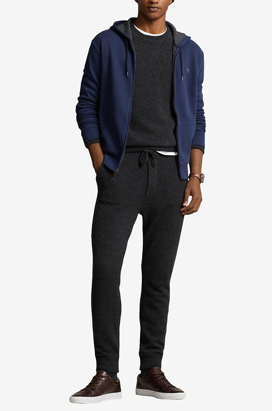 POLO RALPH LAUREN Sweat-shirt zippé à capuche en coton piqué Pony Homme BLEU FONCE 4