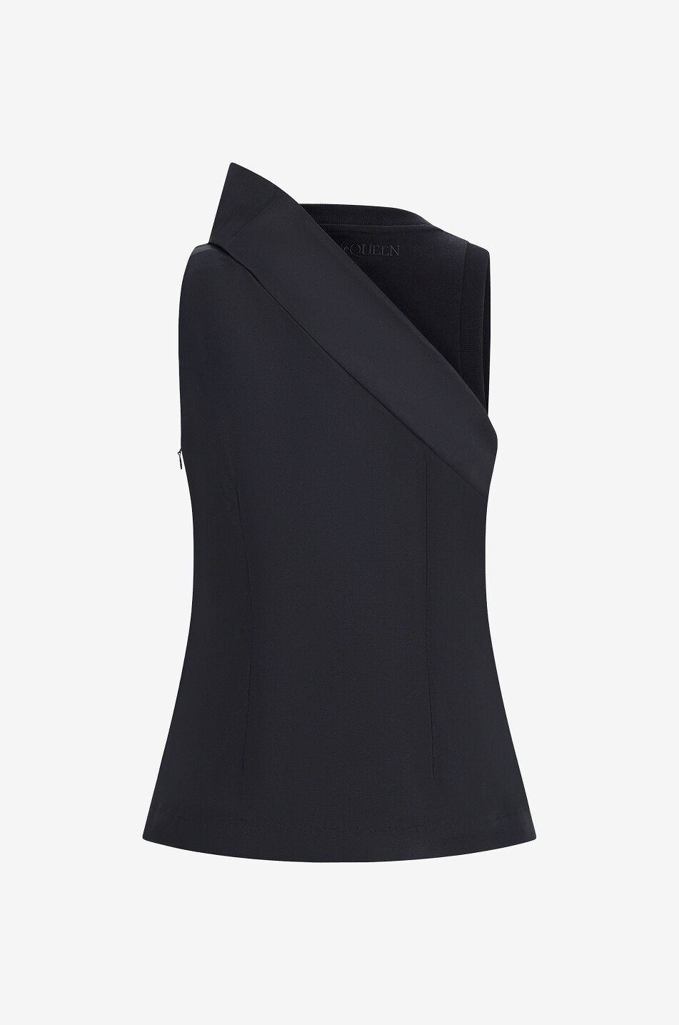 ALEXANDER McQUEEN Top bi-matière drapé sans manches Femme NOIR 2