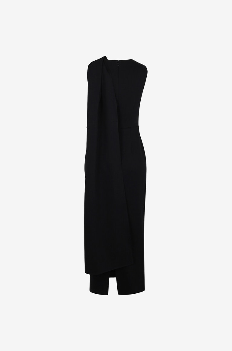 ROLAND MOURET Asymmetric sheath dress with scarf detail Women BLACK 2