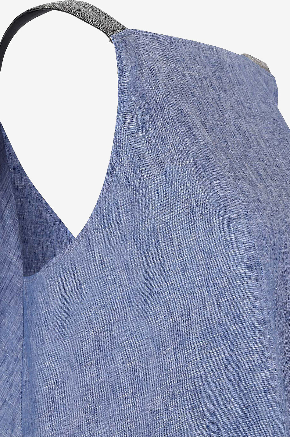 FABIANA FILIPPI A-line linen top with bead embroidered straps Women LIGHT BLUE 3
