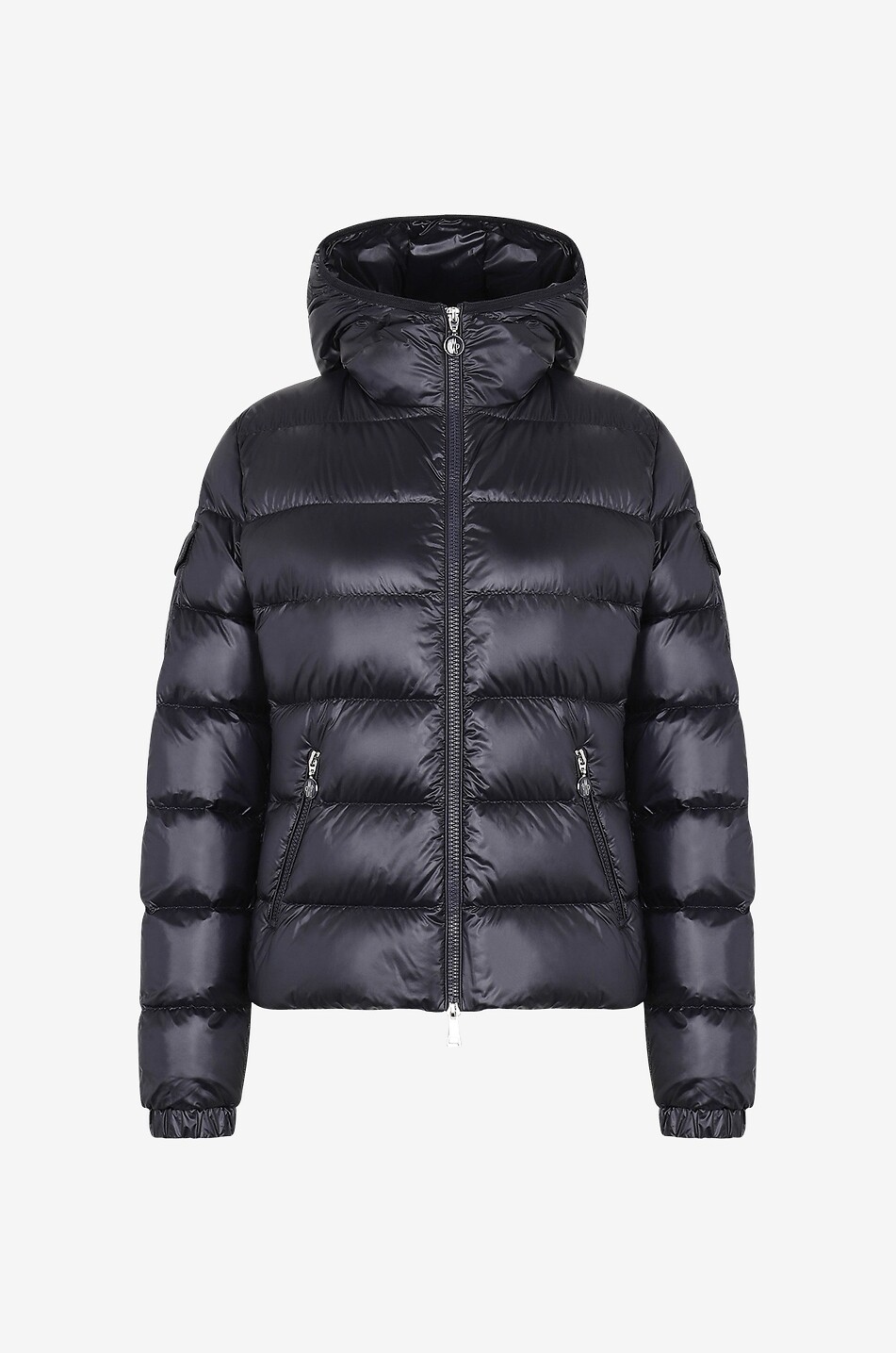 MONCLER Kurze Daunenjacke mit Kapuze aus recyceltem Material Gles Damen DUNKELBLAU 1