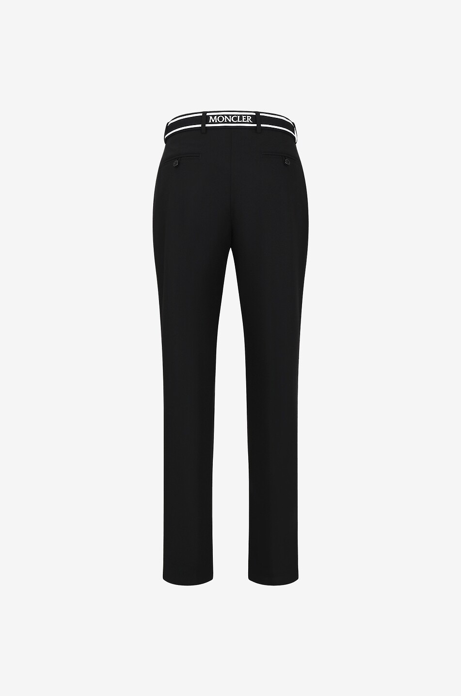 Straight-leg wool blend trousers with embroidered knit waistband