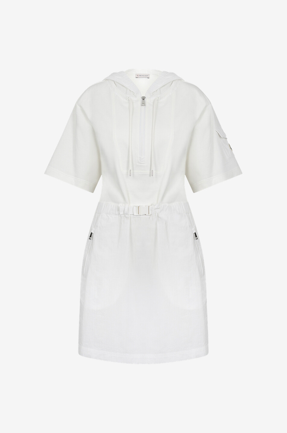 Robe sweat courte à manches courtes et capuche