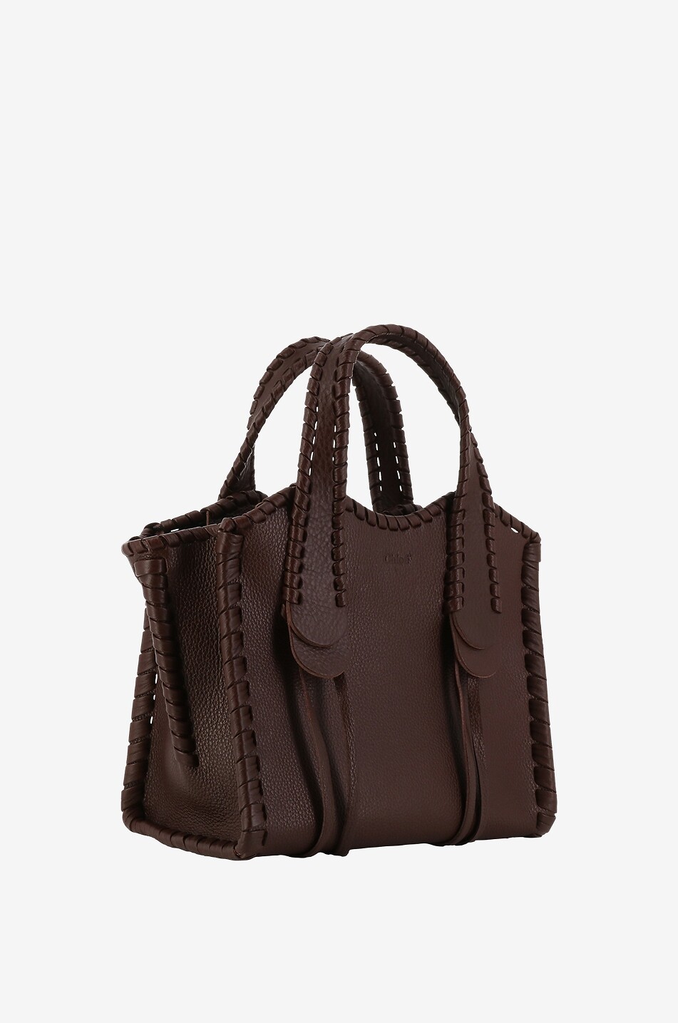 CHLOE Mony Small grained leather tote bag Women BROWN 2