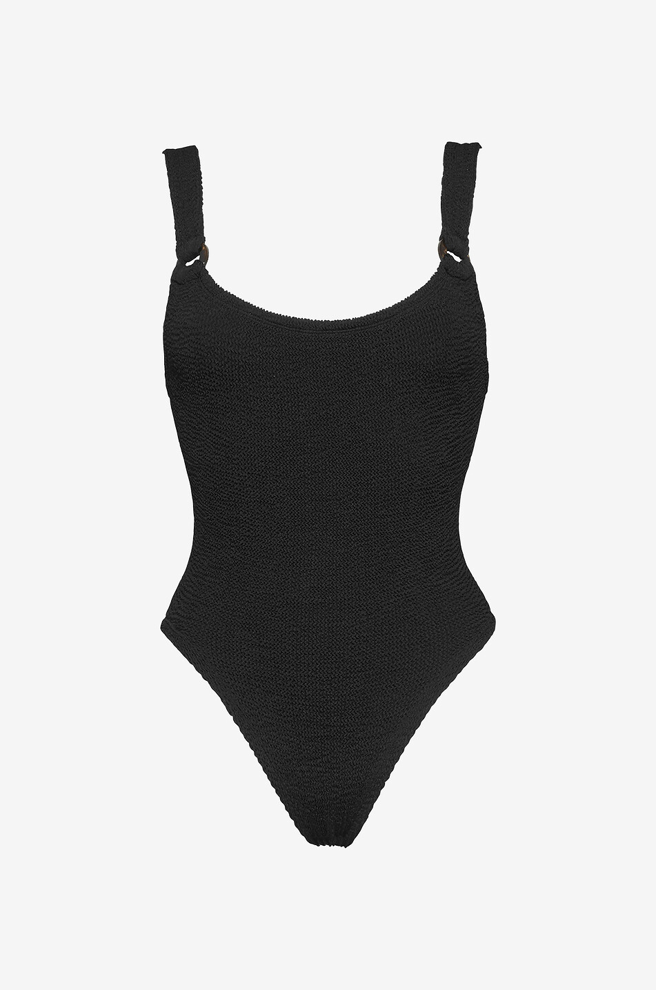HUNZA G Maillot de bain en seersucker Domino Femme NOIR 1