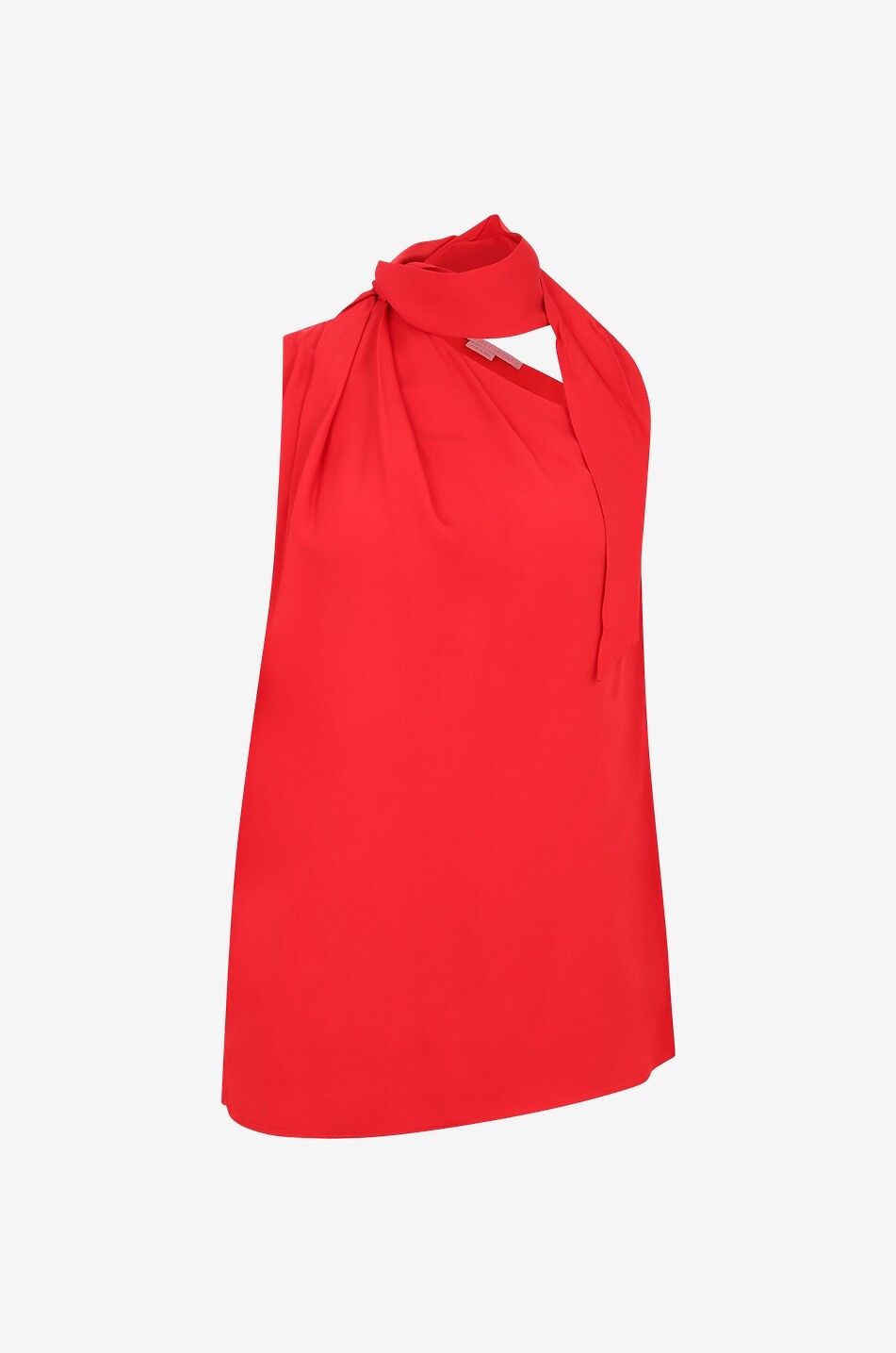 Asymmetrisches Crêpe-Top mit Halstuchkragen