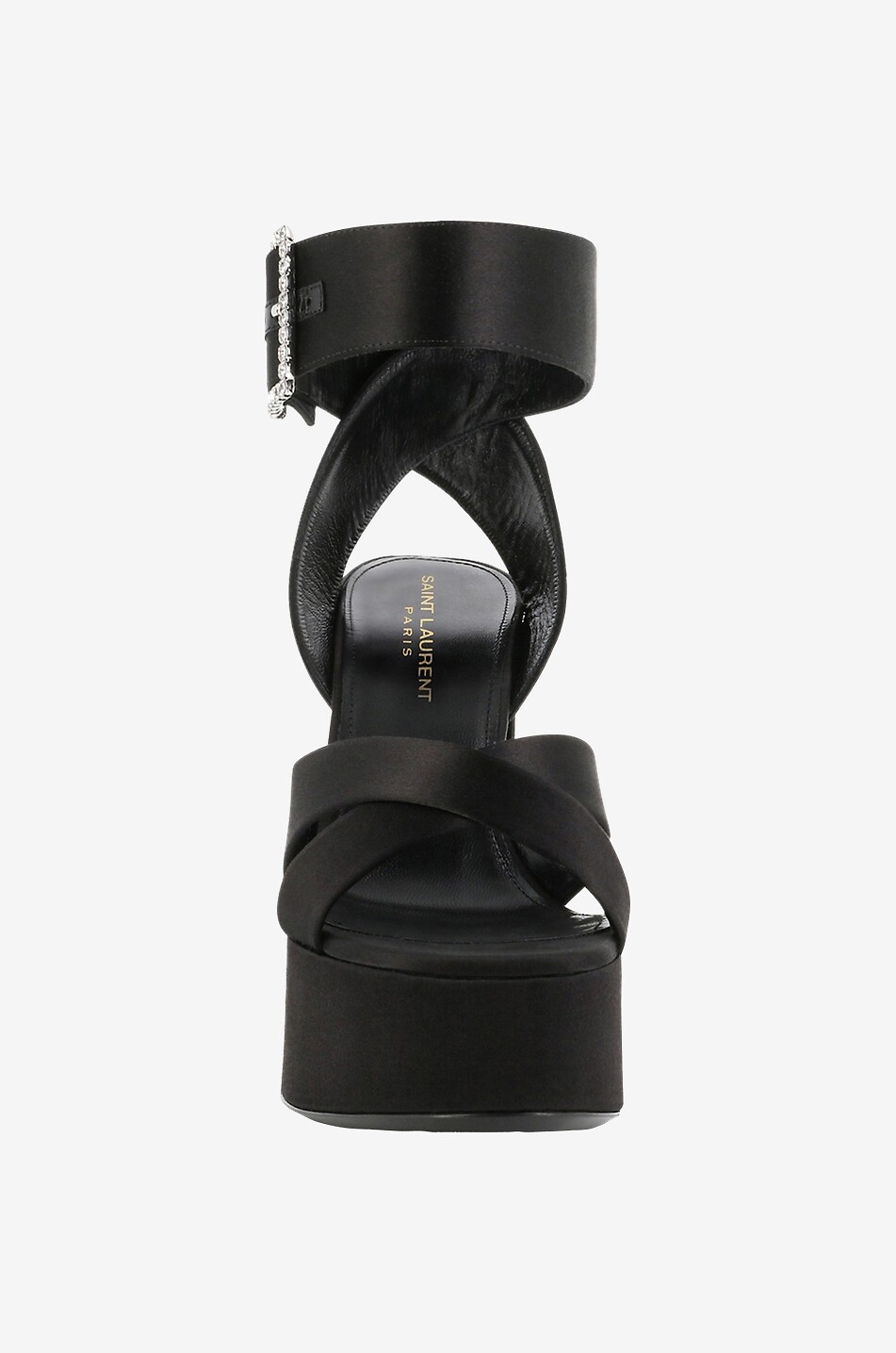 SAINT LAURENT PARIS Bianca 85 satin platform sandals Women BLACK 2
