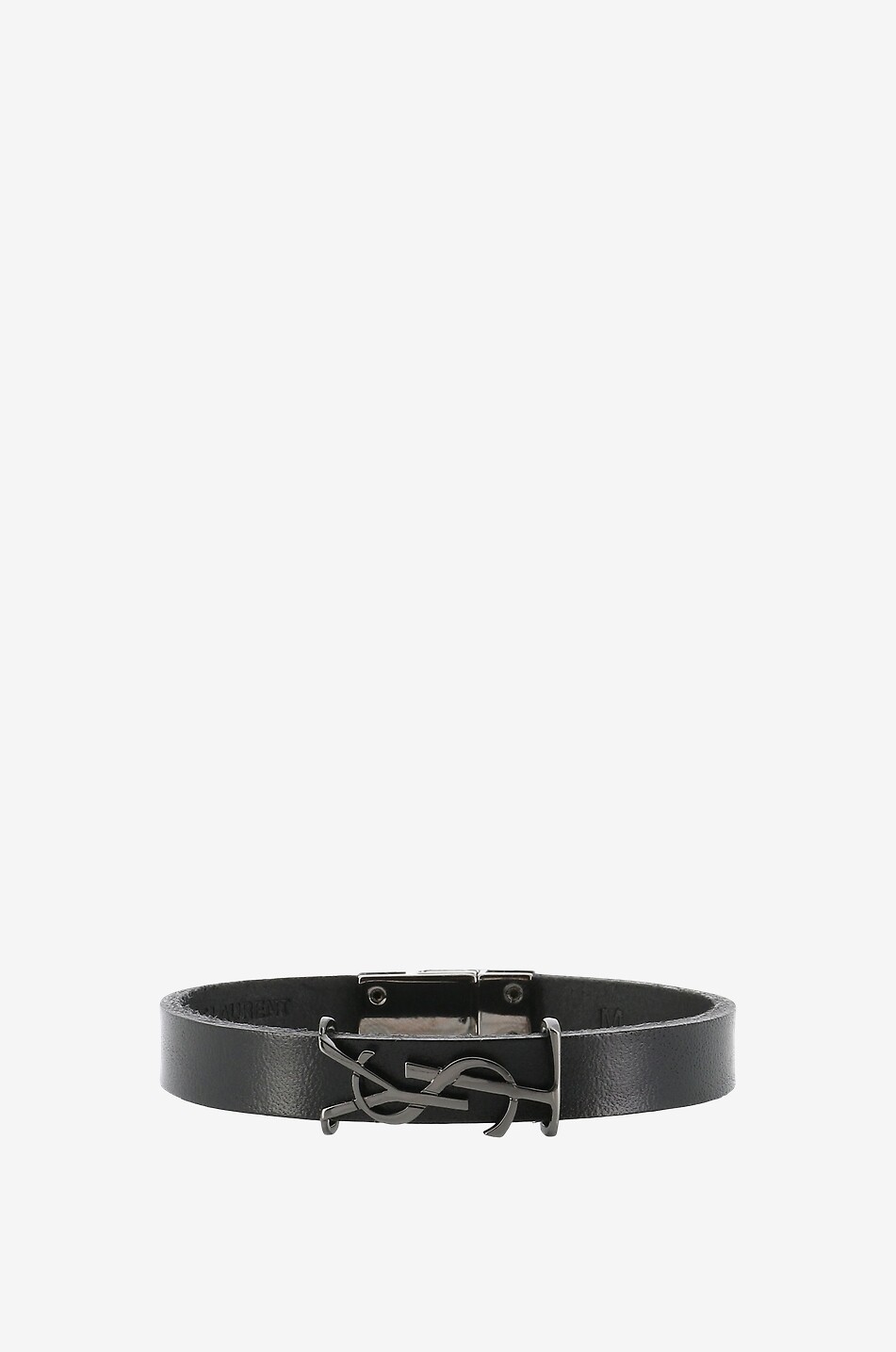 SAINT LAURENT PARIS Opyum smooth leather bracelet Women BLACK 1