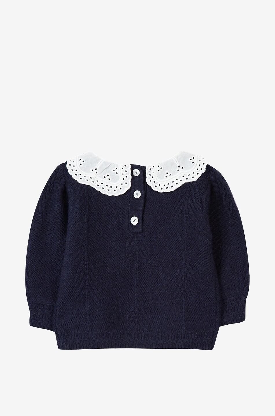 Baby jumper with embroidered Peter Pan collar