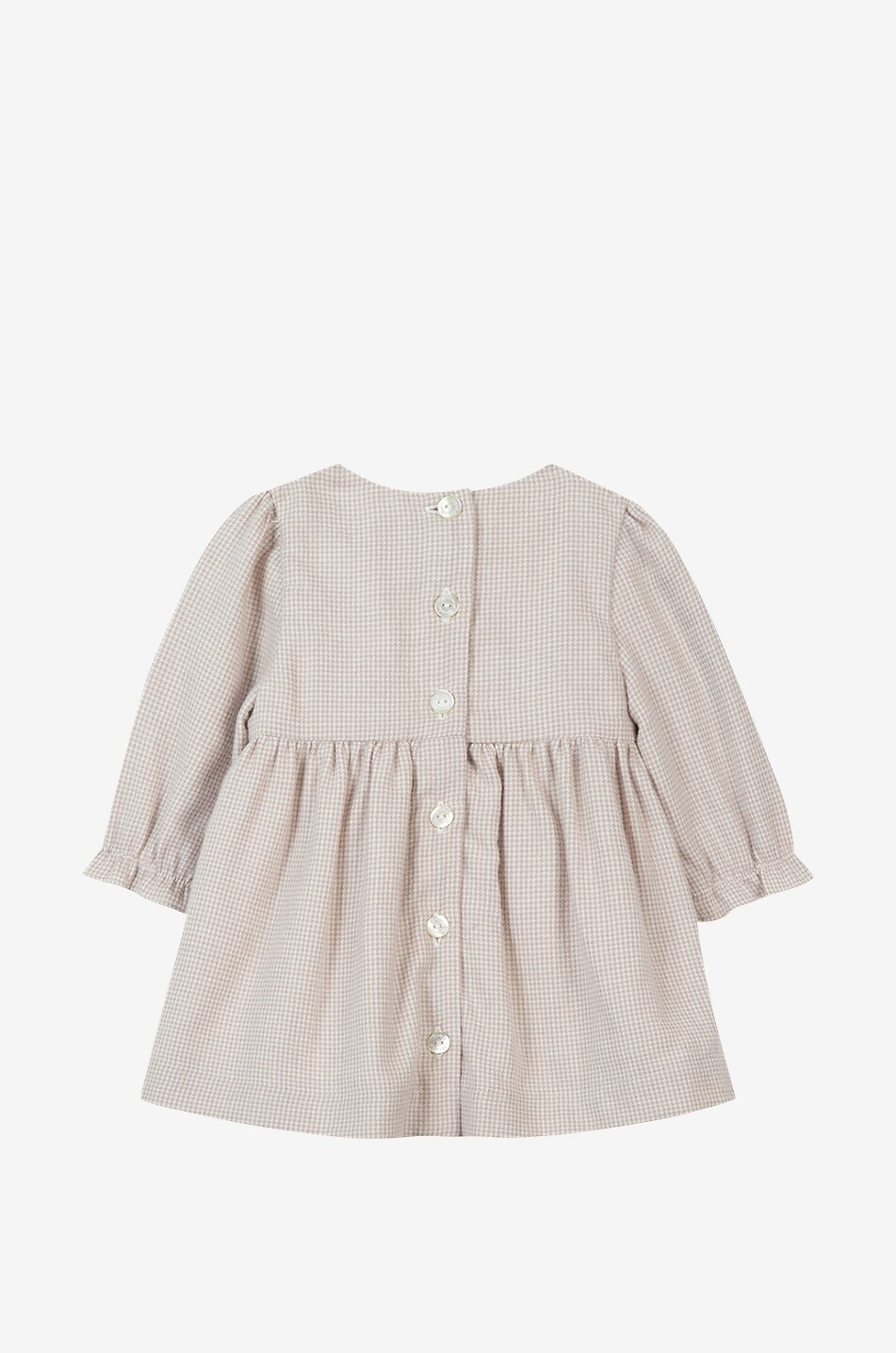 Baby-Flanell-Kleid mit Hahnentritt und Blütenstickereien