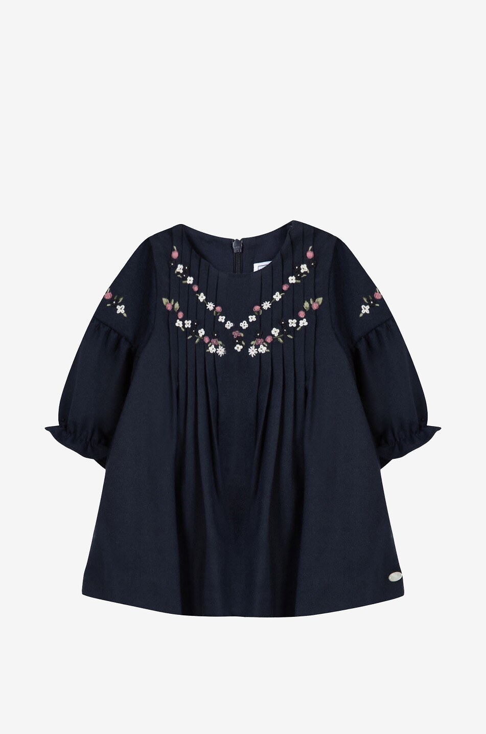 TARTINE ET CHOCOLAT Robe bébé en flanelle à nervures et broderies Bébé BLEU FONCE 1