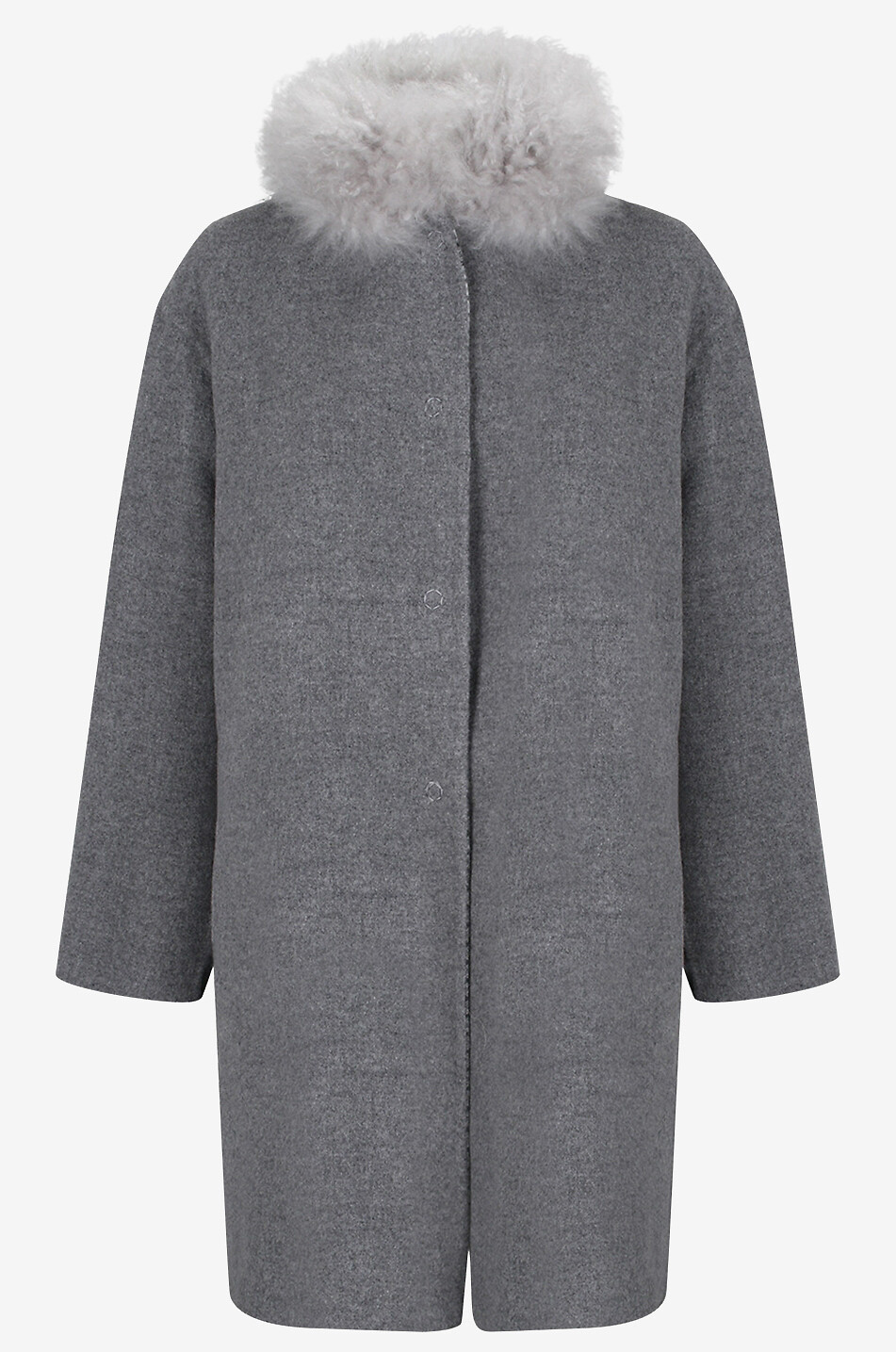 MANZONI 24 Short virgin wool and cashmere coat Women GREY 3