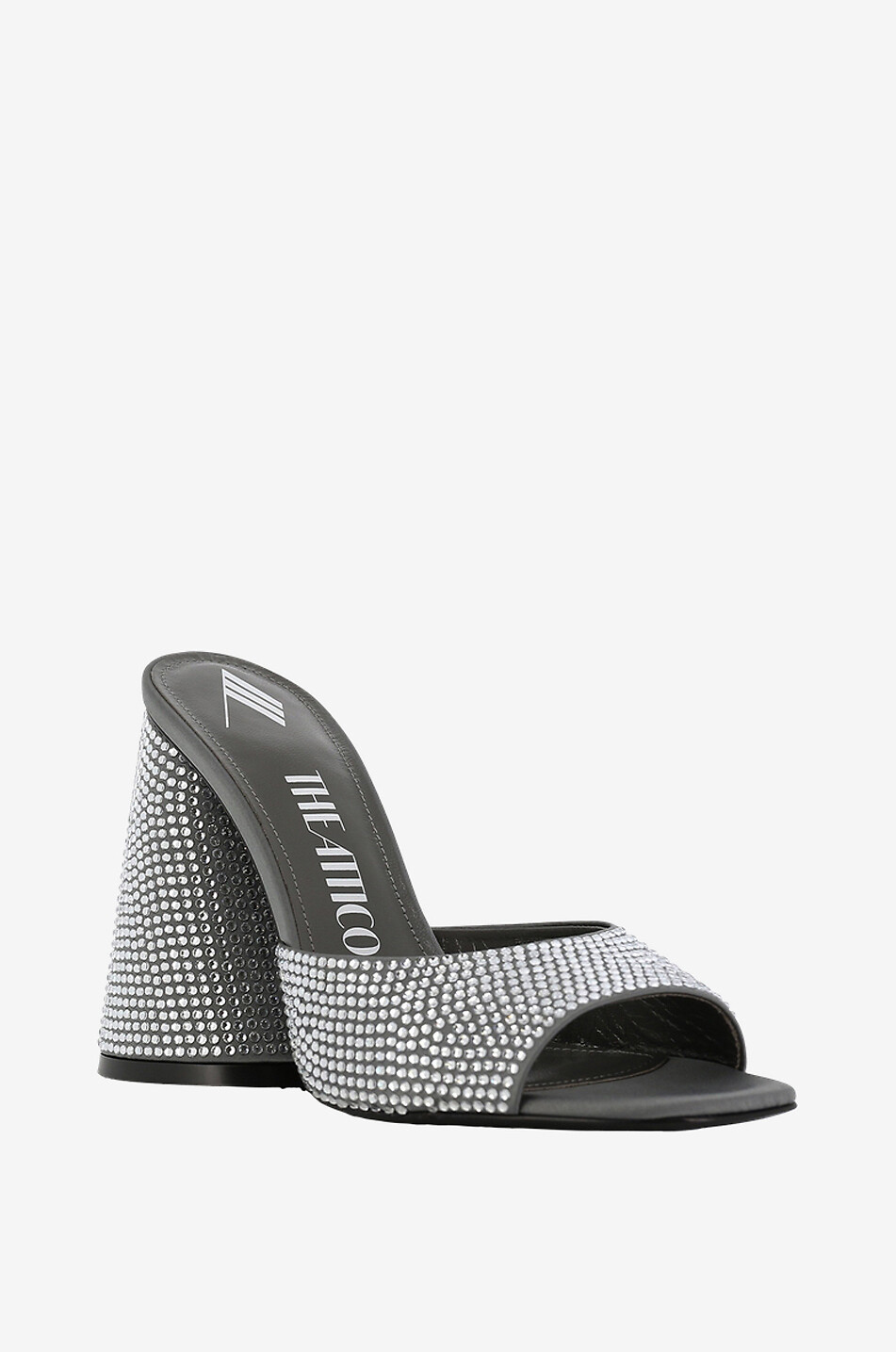 Offene Absatz-Pantoletten aus Satin und Kristallen Luz 105