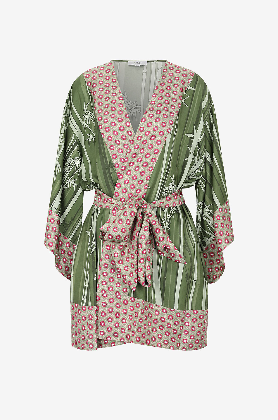 KARMA ON THE ROCKS Kurzer Seidenkimono Osaka Bamboo Lotus Damen GRÜN 1