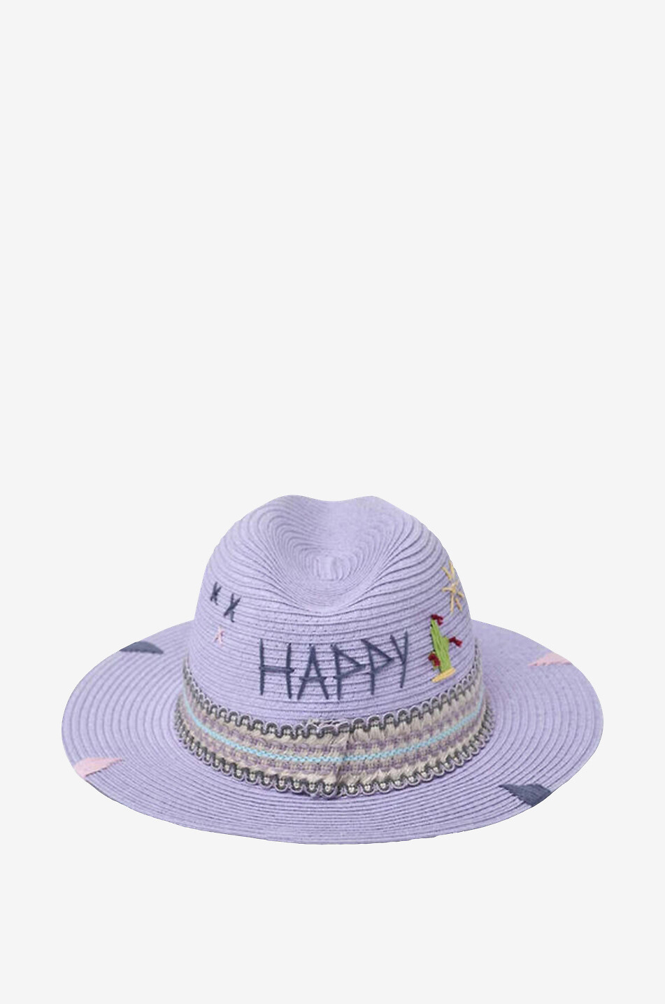THE HAT GANG Chapeau de paille brodé Happy Femme VIOLET CLAIR 1