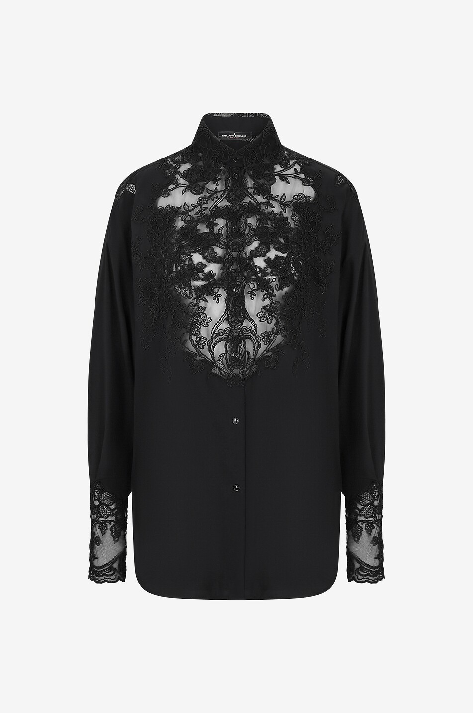 Oversize-Hemd aus Seide und Spitze