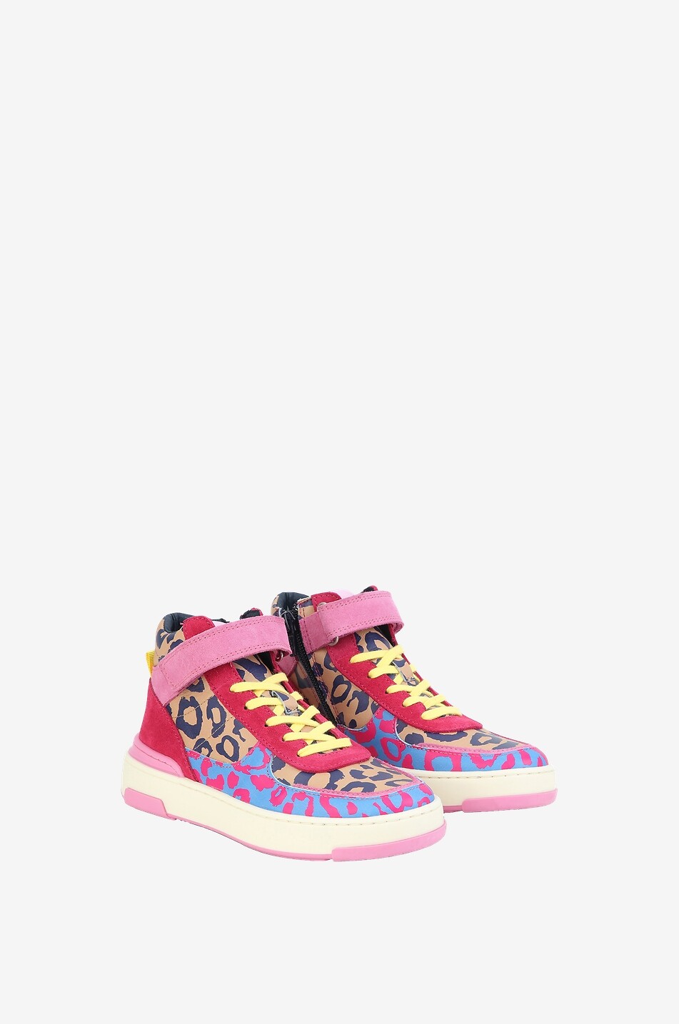 Leopard printed girls' high-top sneakers
