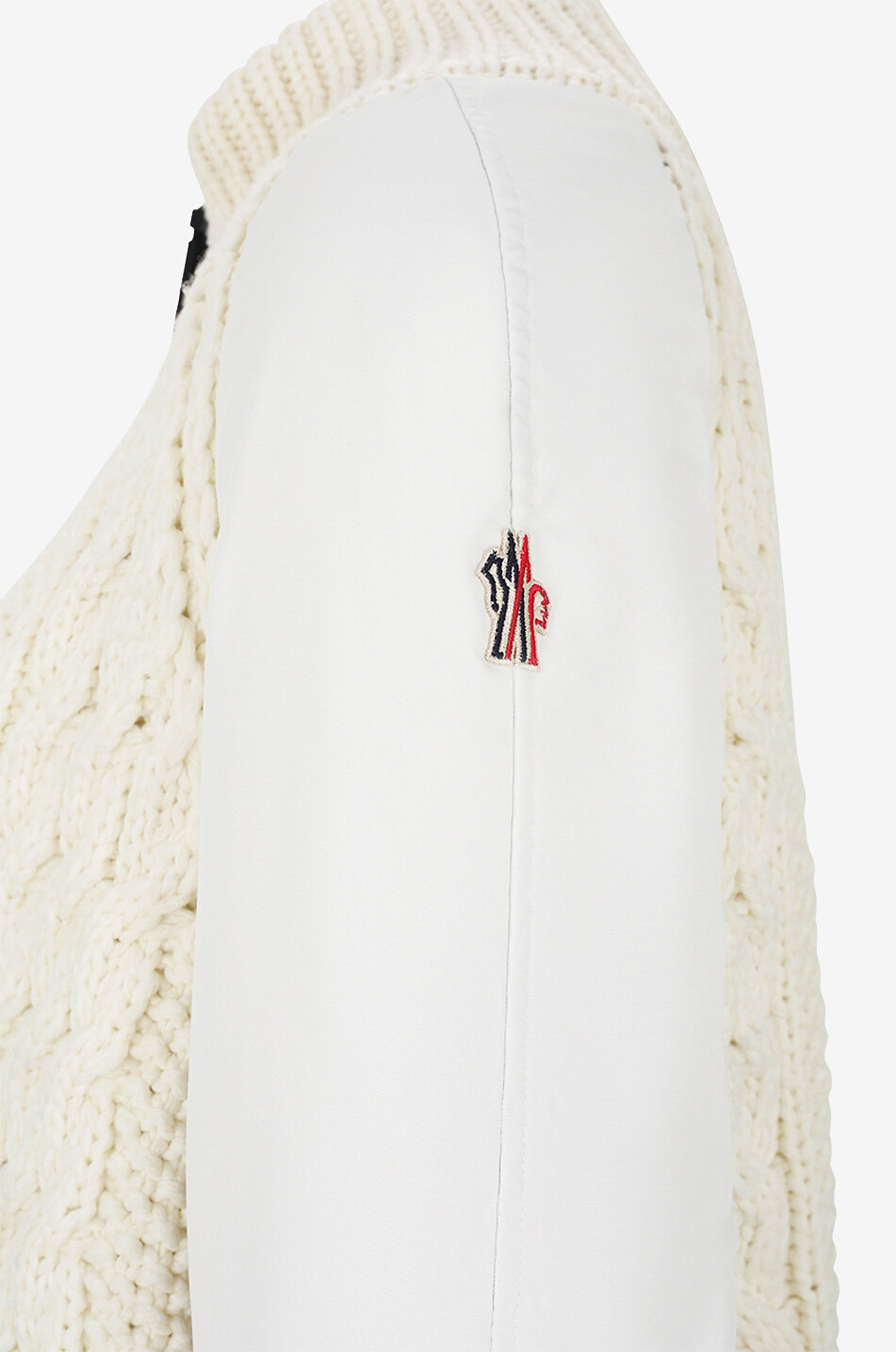 MONCLER GRENOBLE Raglan sleeve bi-material cable-knit cardigan Women WHITE 3