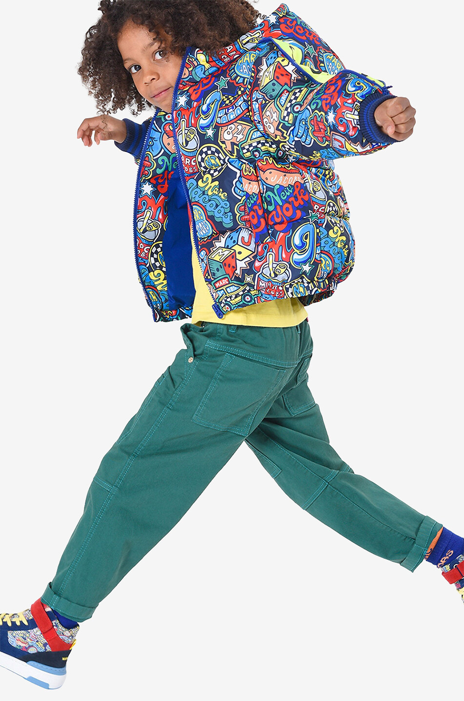 Multi Logos printed boys' down jacket