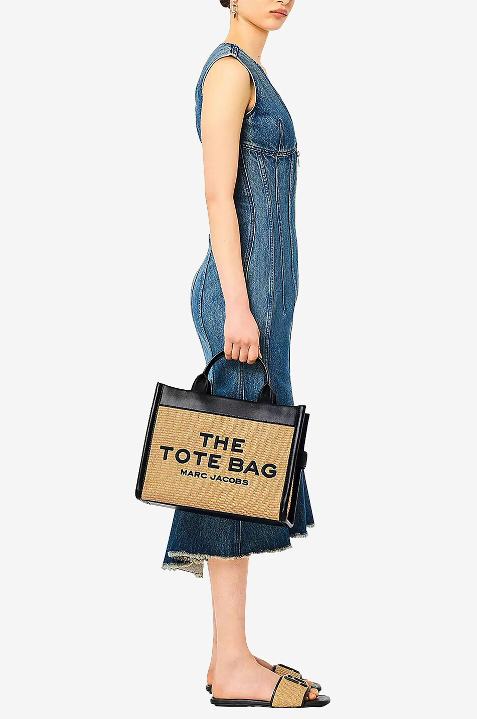 MARC JACOBS Shopper aus Bast und Leder The Woven Medium Tote Damen BEIGE 4