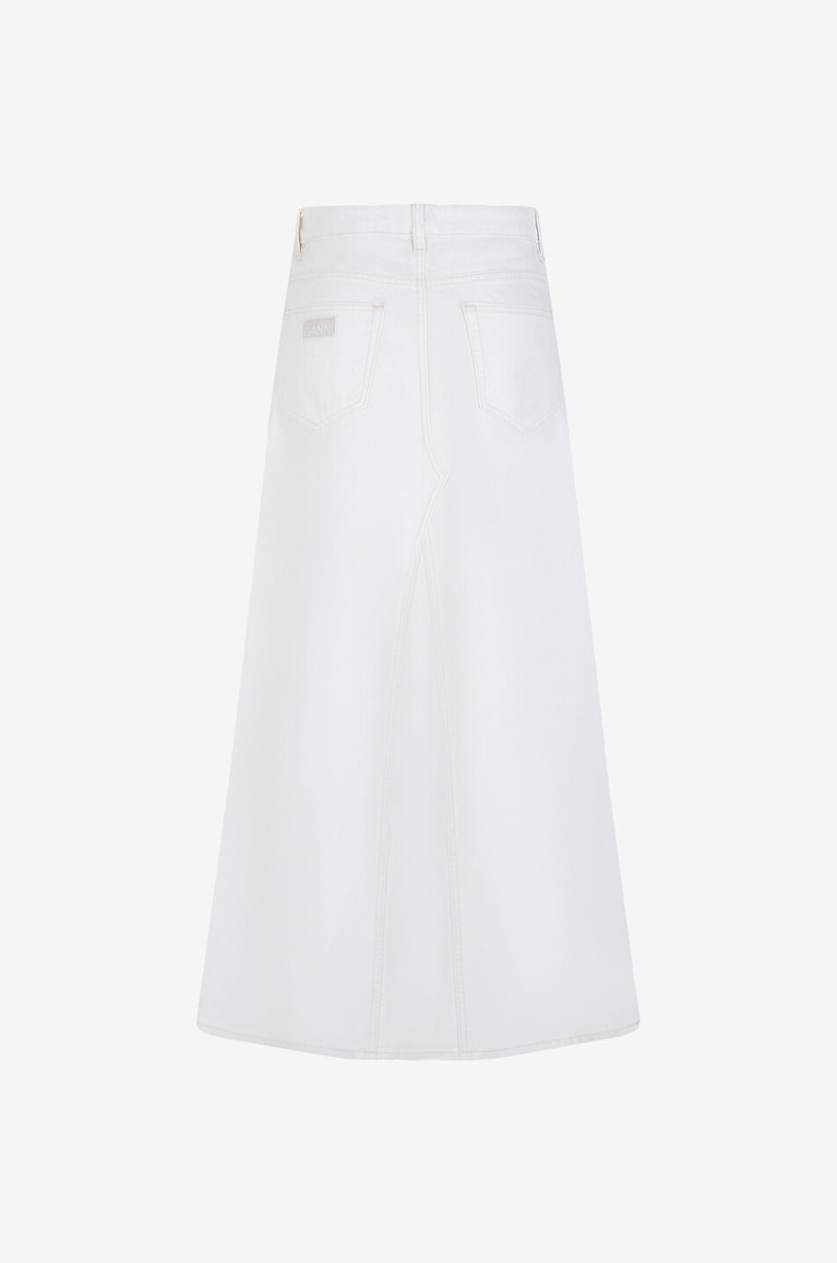 GANNI Double Fly long denim skirt Women WHITE 2
