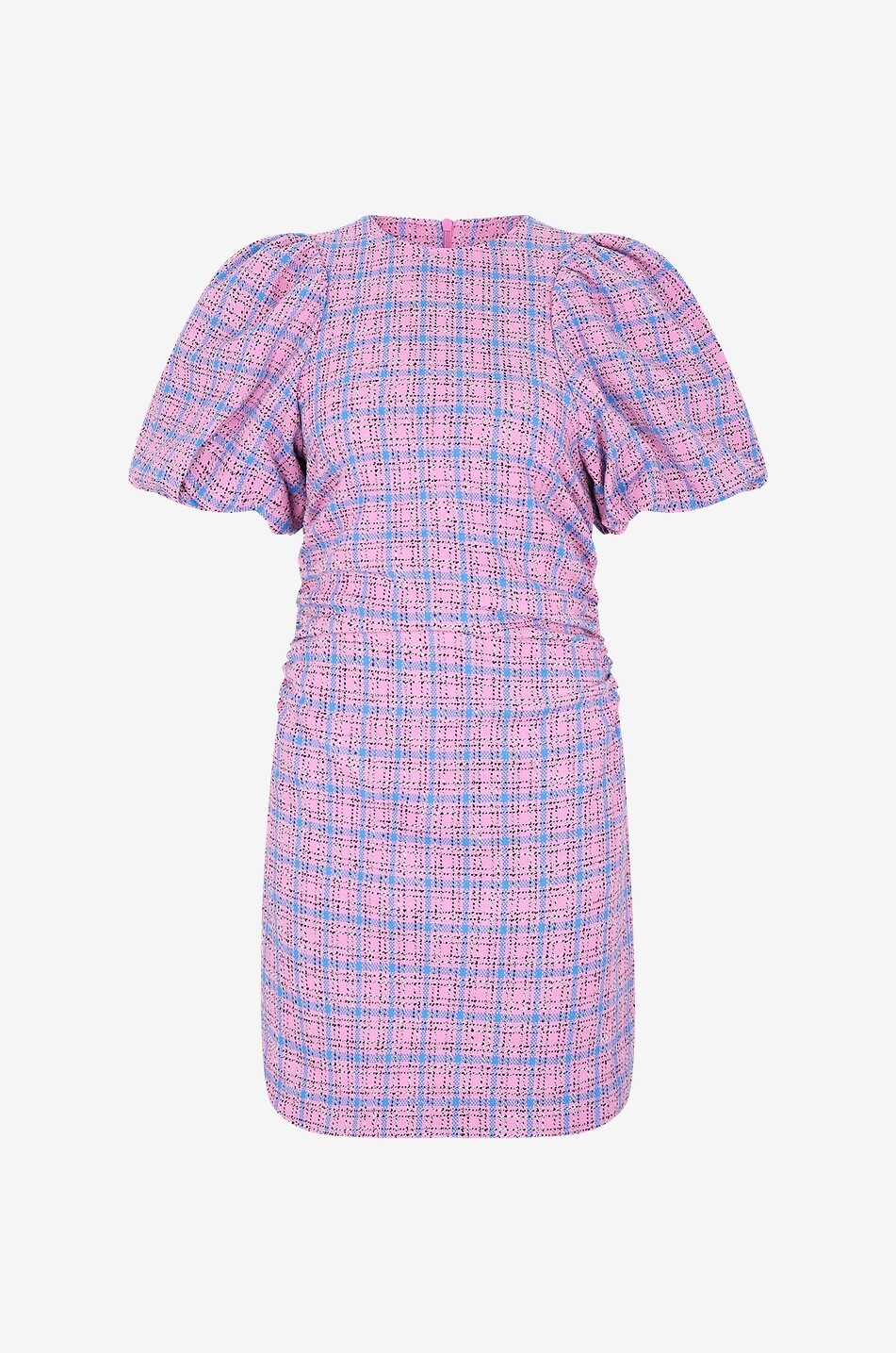 Mini robe froncée en tweed Check Suiting