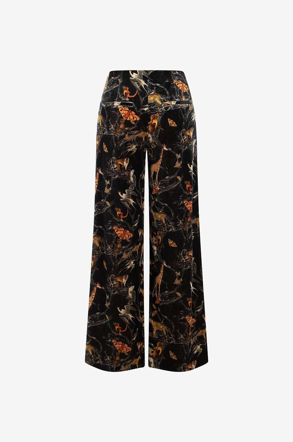Kimberly animal printed velvet wide-leg trousers