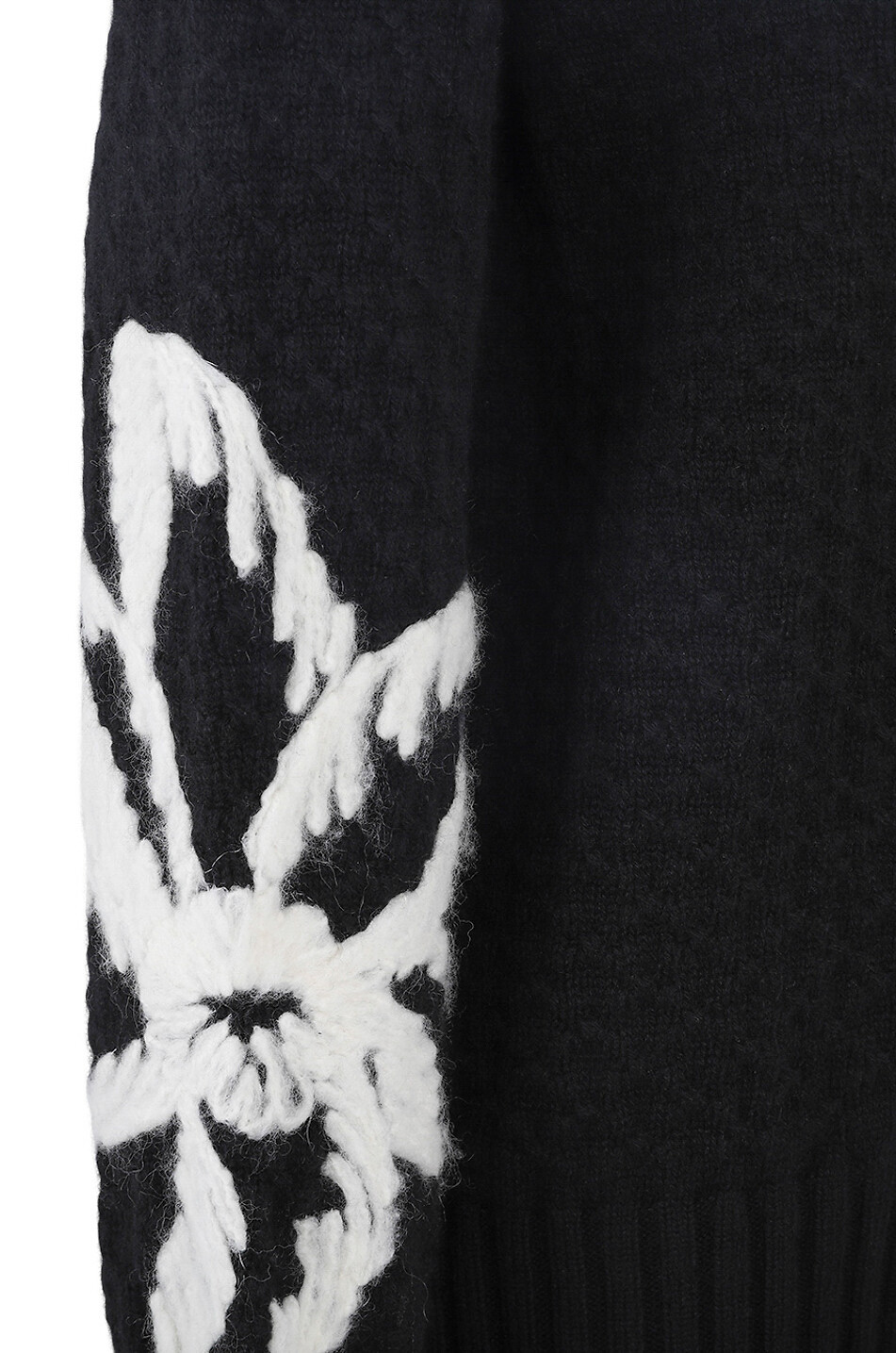 Flower embroidered oversize stand-up collar jumper