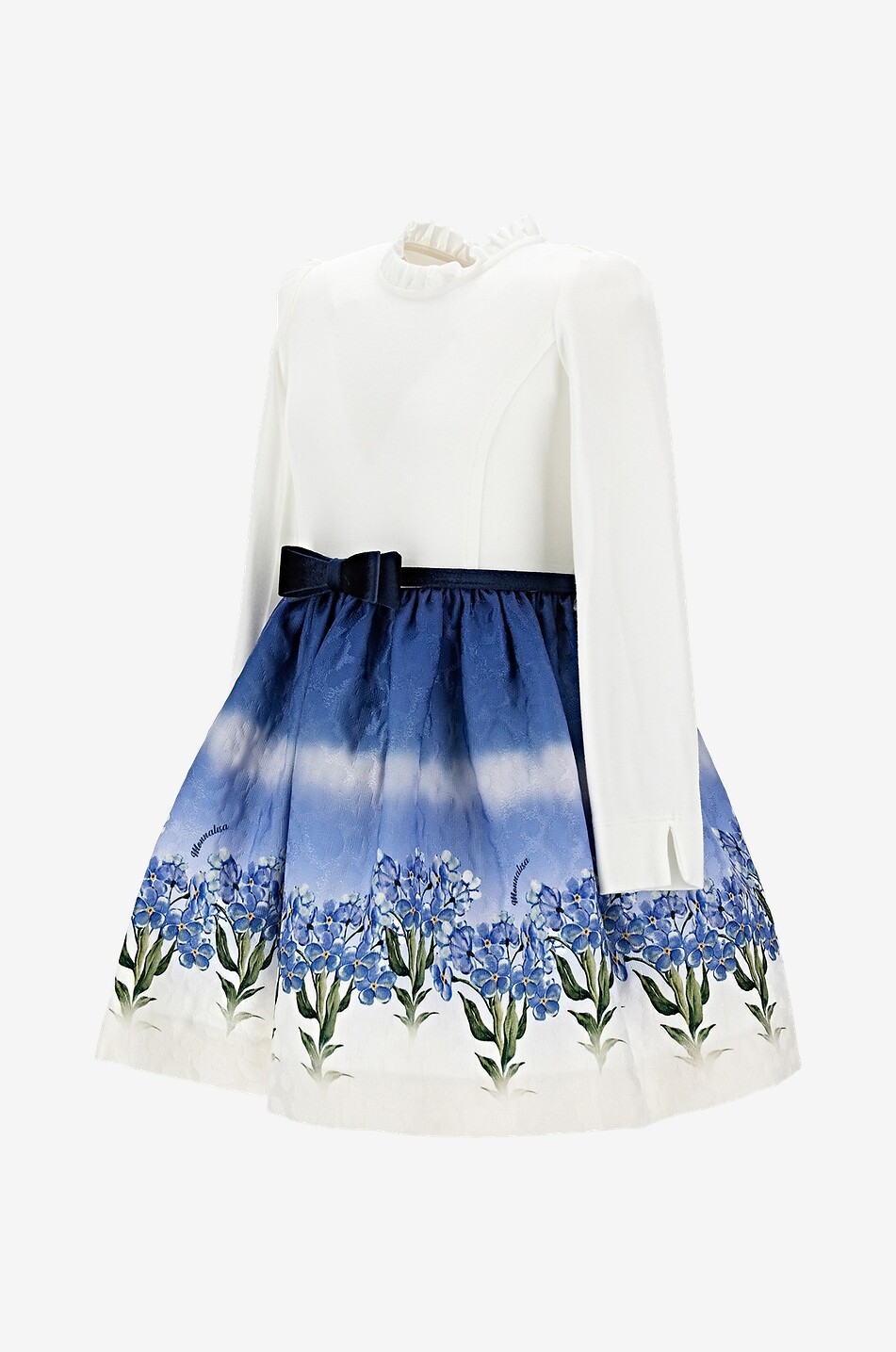 Mädchen-Materialmix-Kleid Stampata Fiori