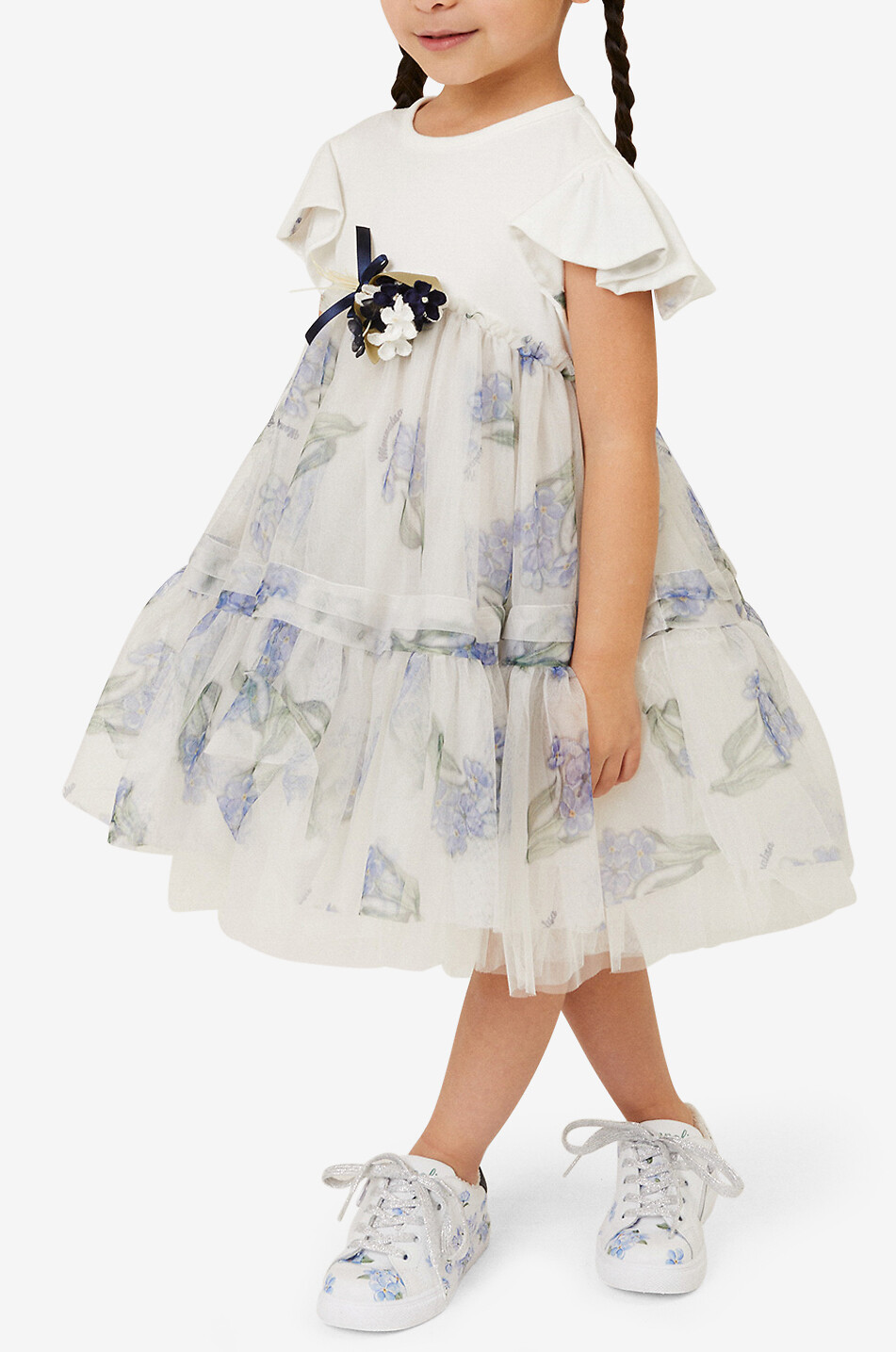 Mädchen-Jersey- und Tüllkleid Ballerina Fiori