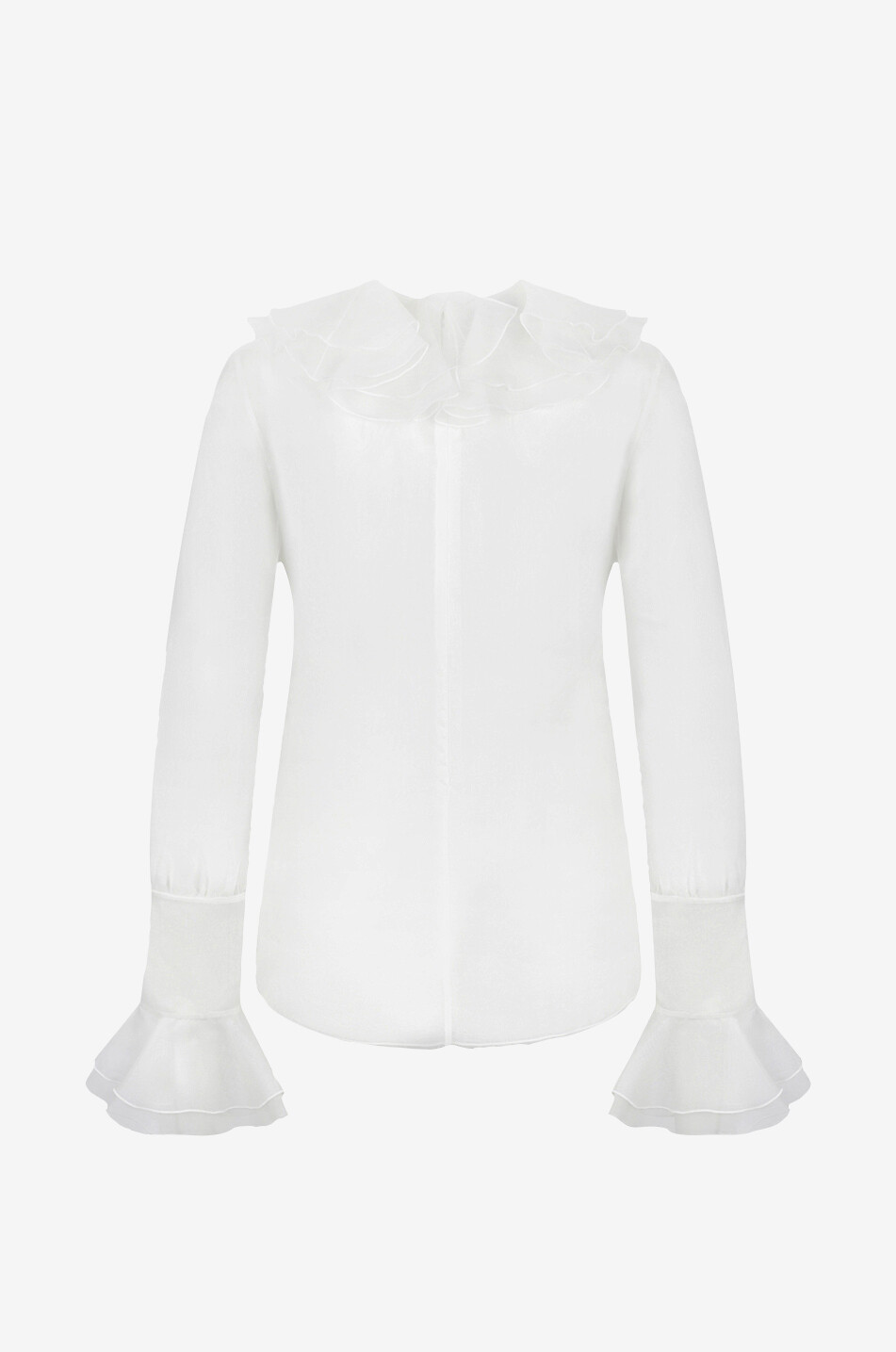 GIAMBATTISTA VALLI Flounced organza blouse with pintucks Women EGGSHELL 2