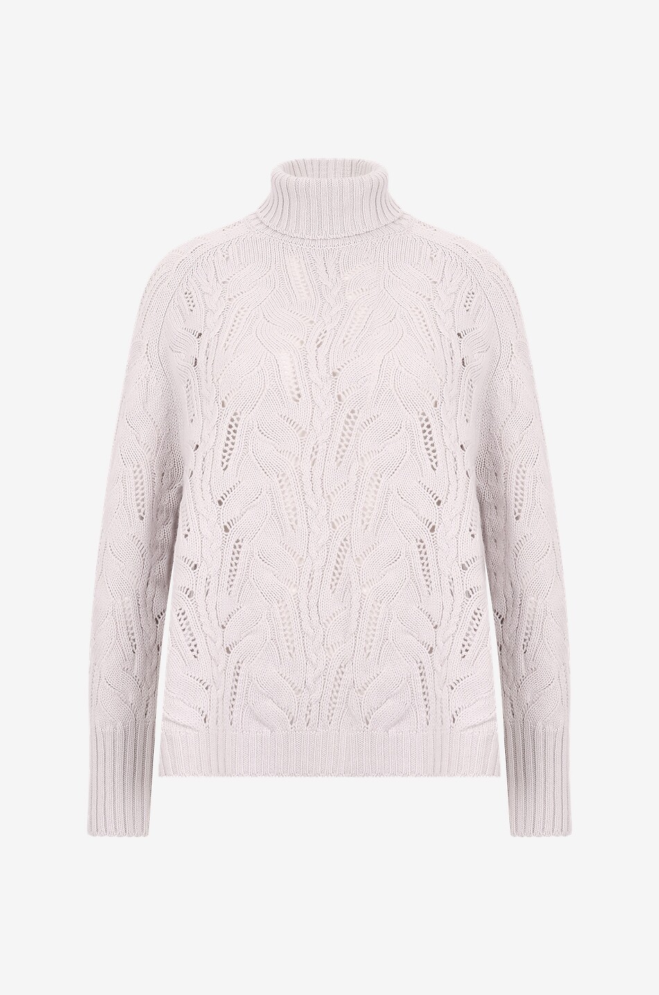 GRAN SASSO Openwork and cable-knit loose turtleneck jumper Women Light beige 1