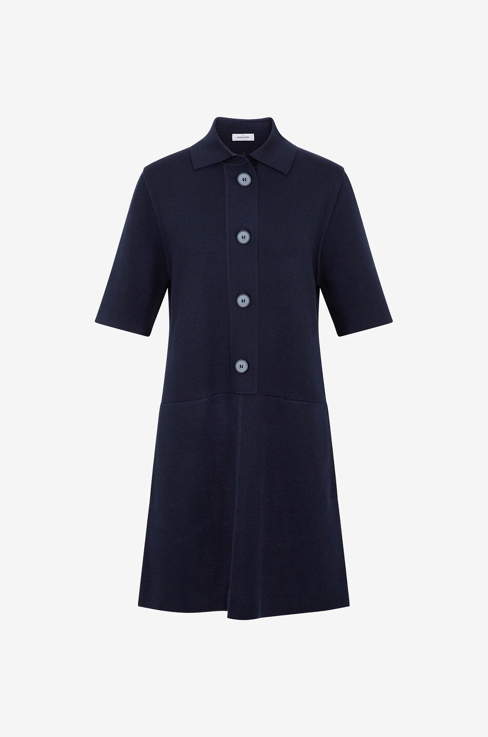 GRAN SASSO Robe droite courte en maille à col chemise Femme BLEU FONCE 1