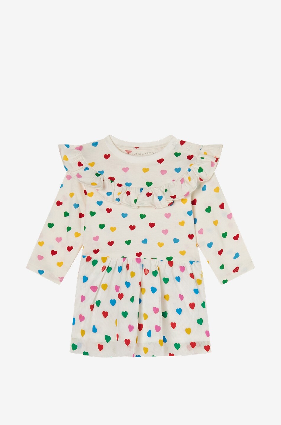 STELLA McCARTNEY KID Rainbow Hearts baby jersey and tulle dress Baby MULTI COLOURED 1