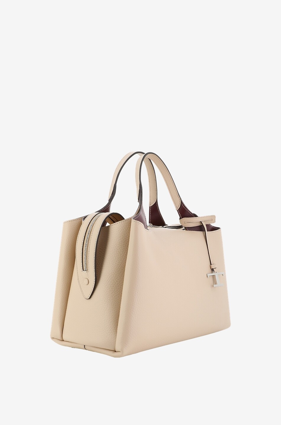 TOD'S Sac à main grainé Bowling Medium Femme Beige clair 2