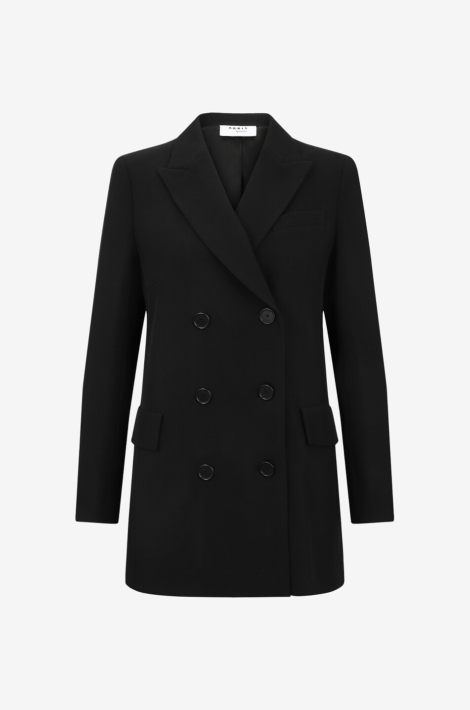 Blazer à boutonnage double en gabardine de laine