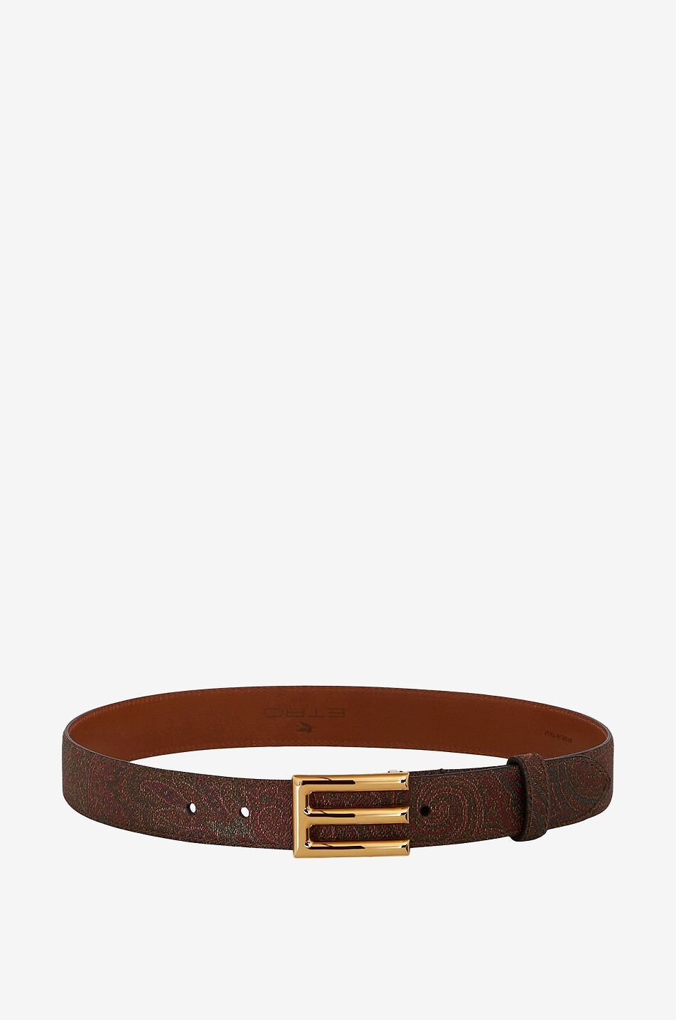 Ceinture en toile Paisley et cuir boucle E - 3 cm