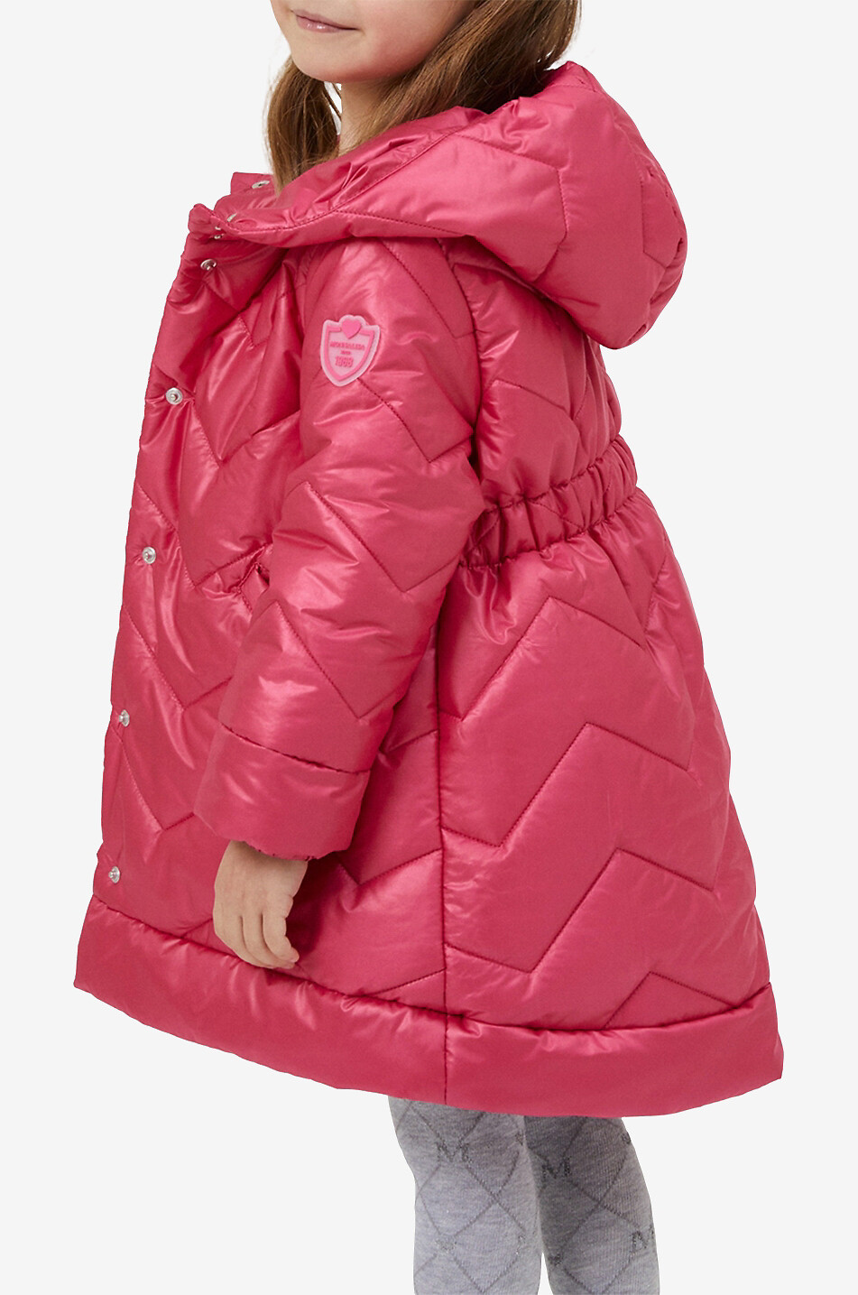 Girl's hooded zigzag quilted coat