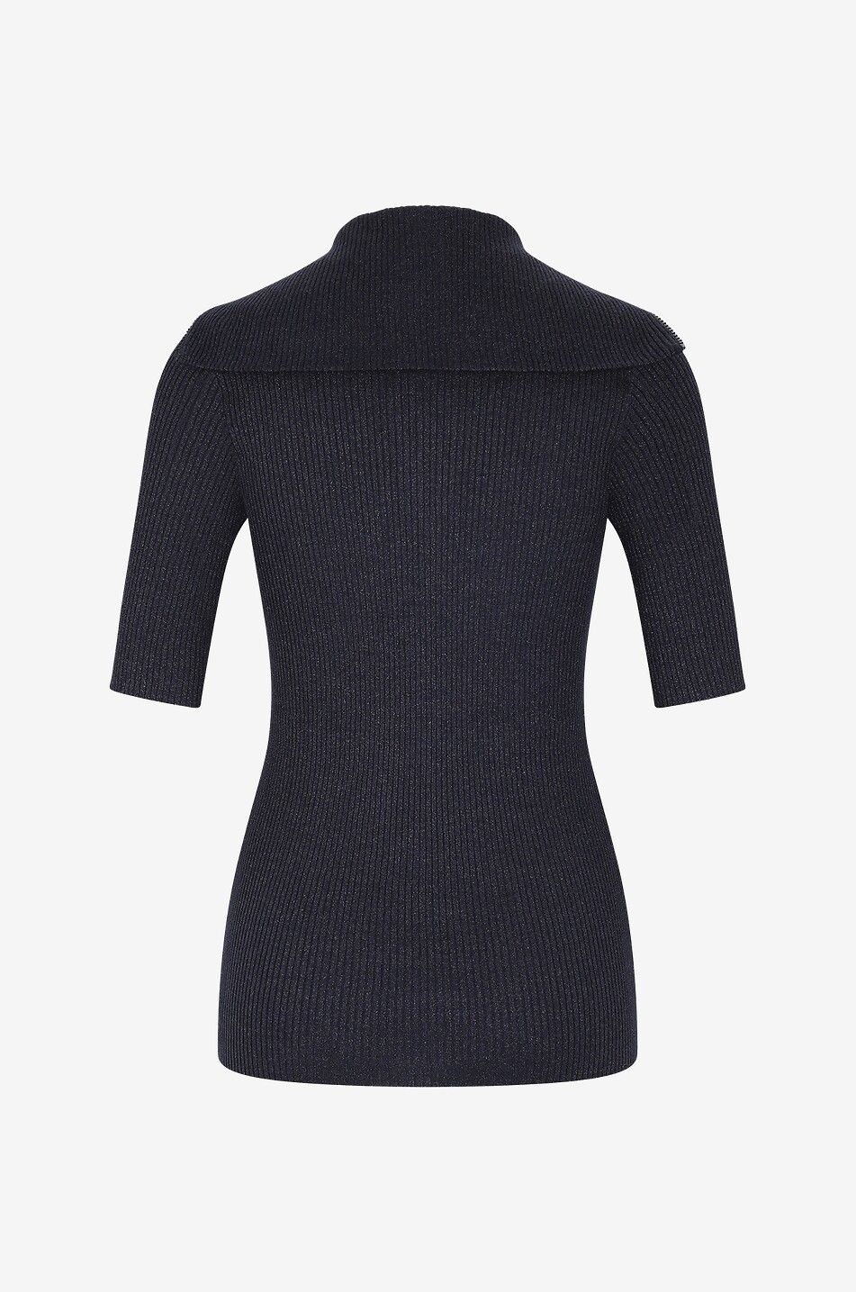 BRUNELLO CUCINELLI Pull chaussette scintillant à col montant zippé Femme BLEU FONCE 2