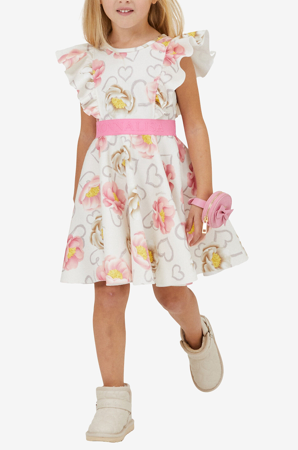 Robe fille sans manches en néoprène motif fleurs