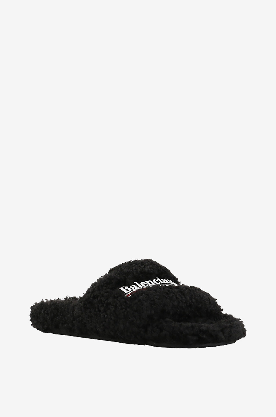 Furry Slide Political Campaign fluffy flat mules