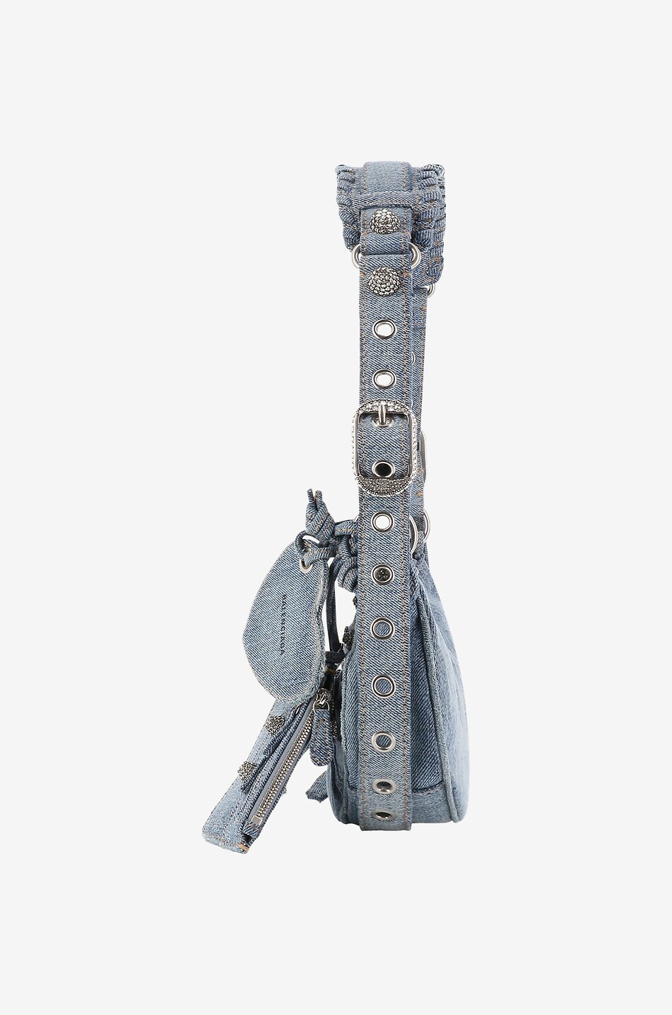 BALENCIAGA Le Cagole XS distressed denim shoulder bag Women BLUE 4