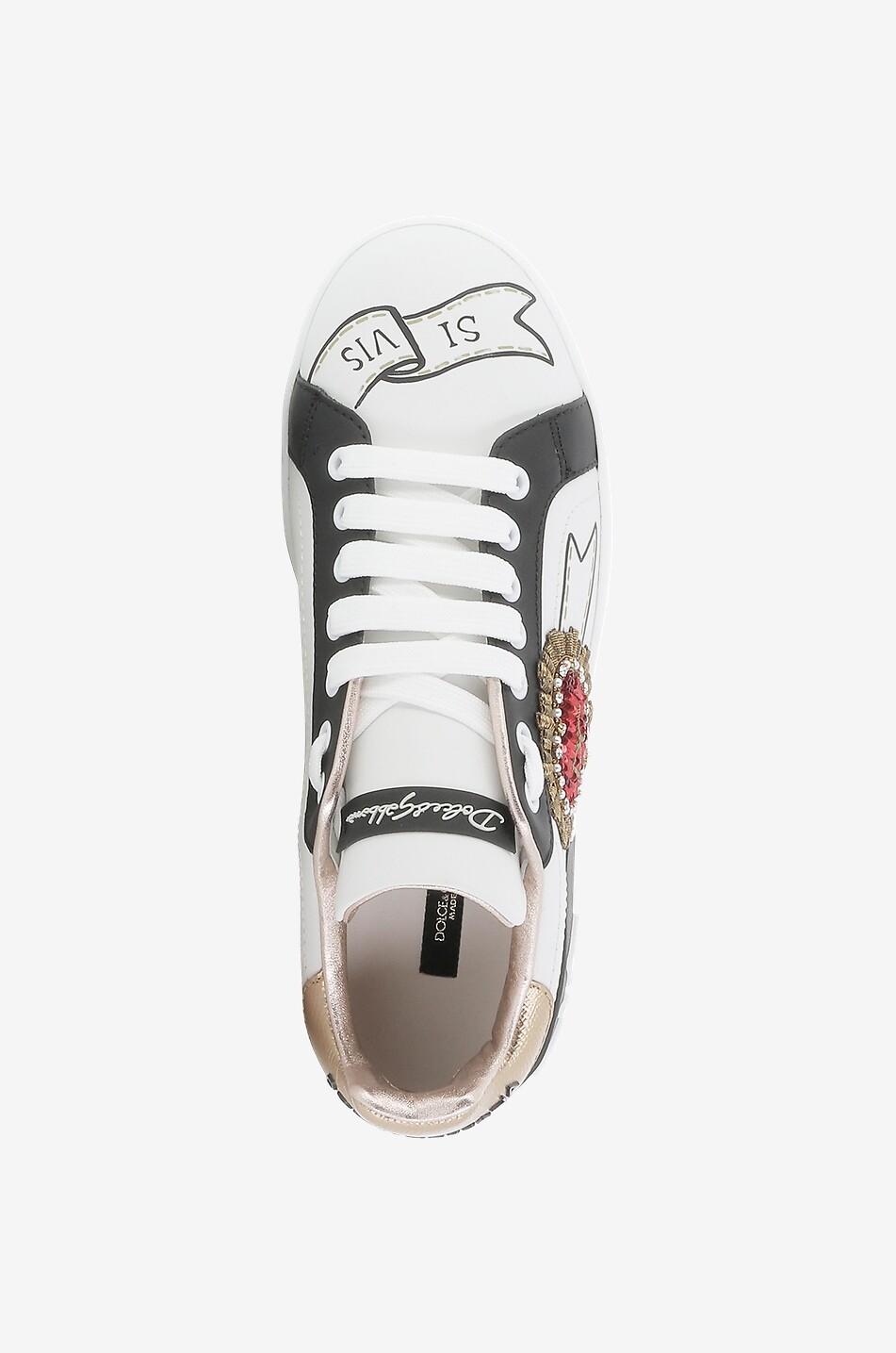 Portofino heart embroidered low-top sneakers
