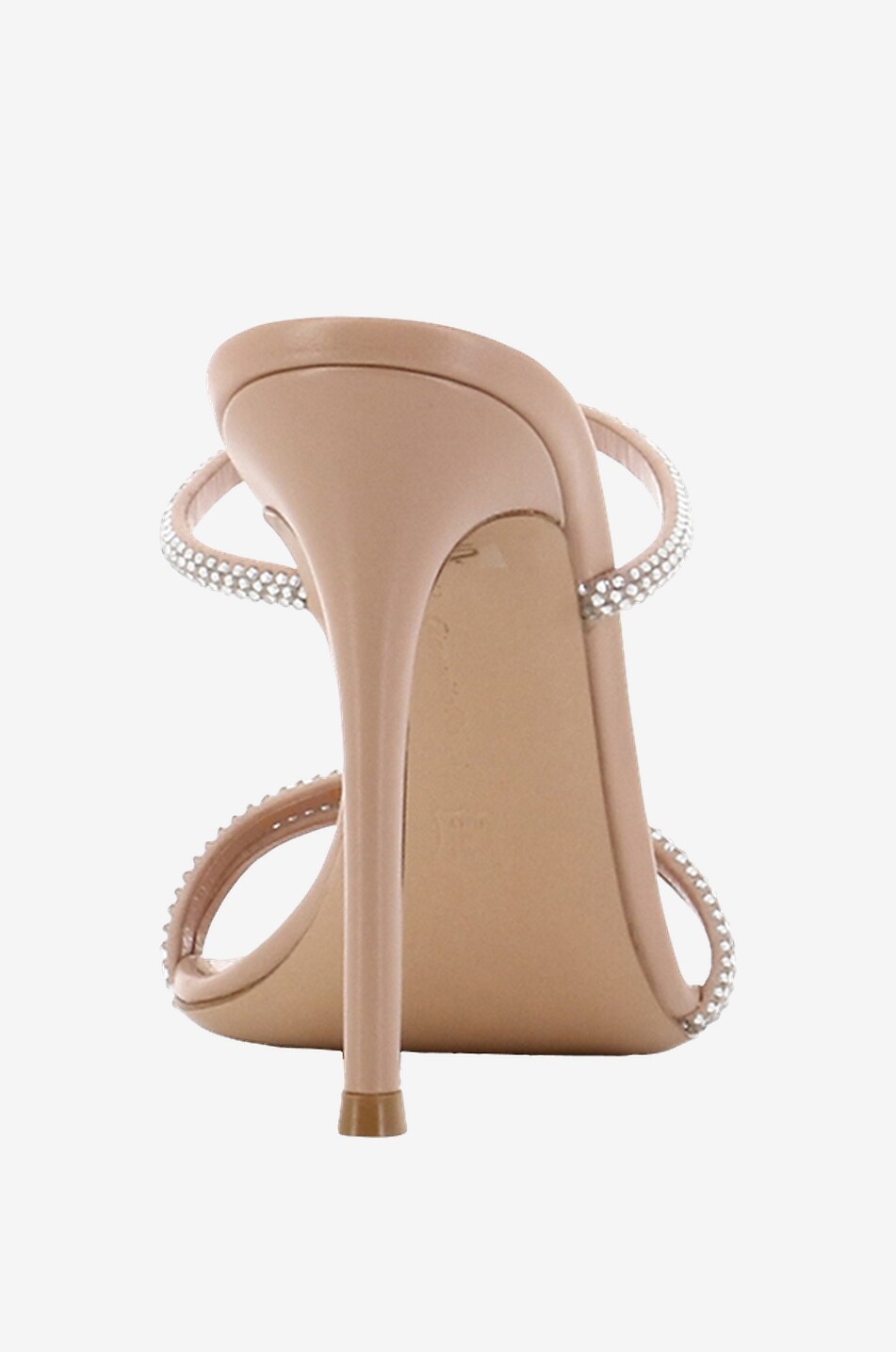 Mules à talon scintillantes en daim et cuir Cannes 105