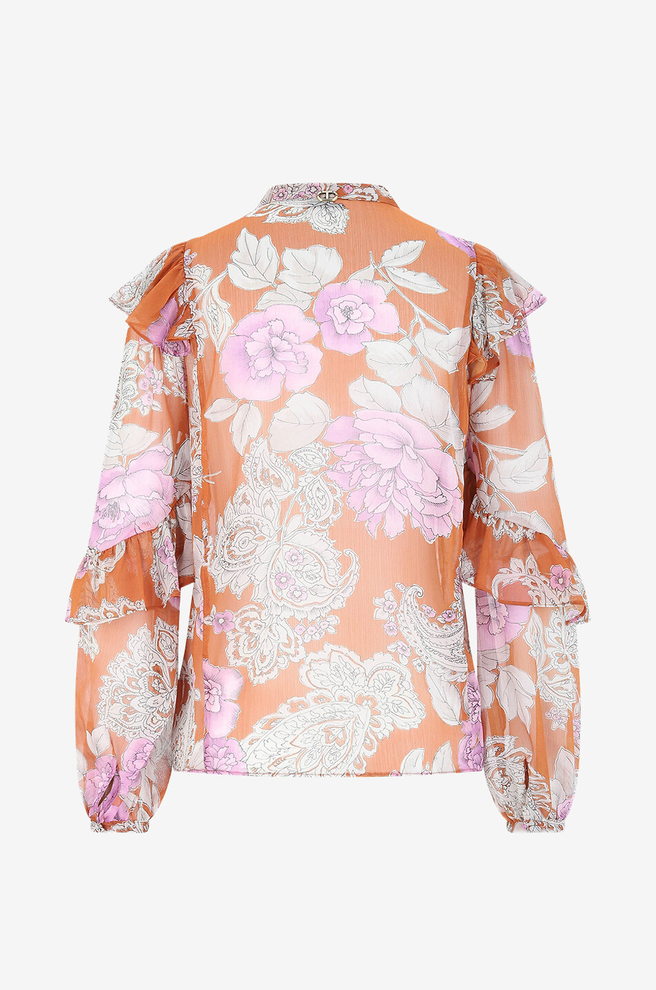 Flower printed long-sleeved blouse