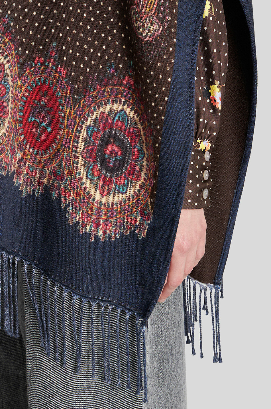 ETRO Cape jacquard à capuche motif médaillons et pois Femme CAMEL 6