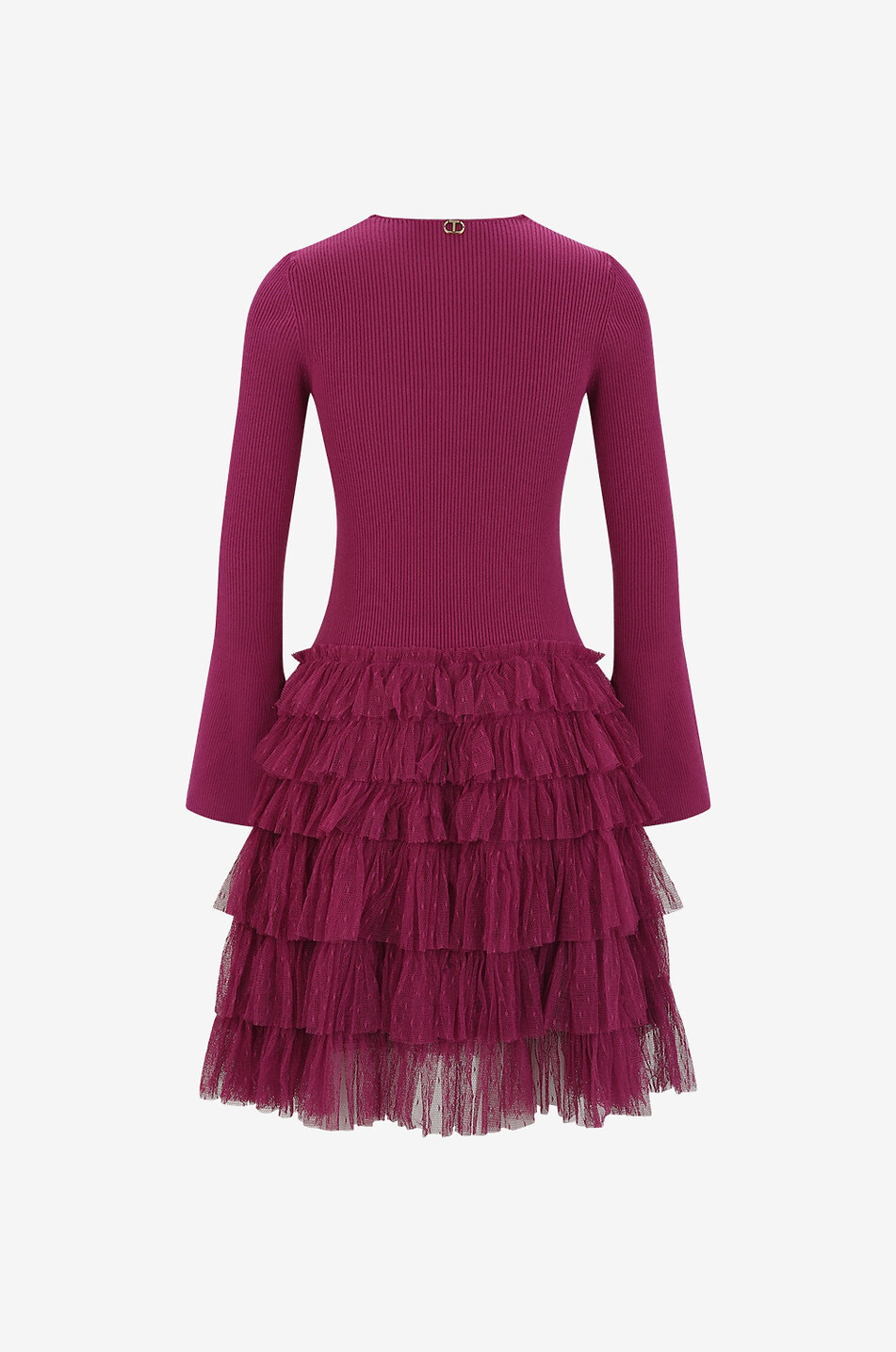 Robe courte en maille à volants