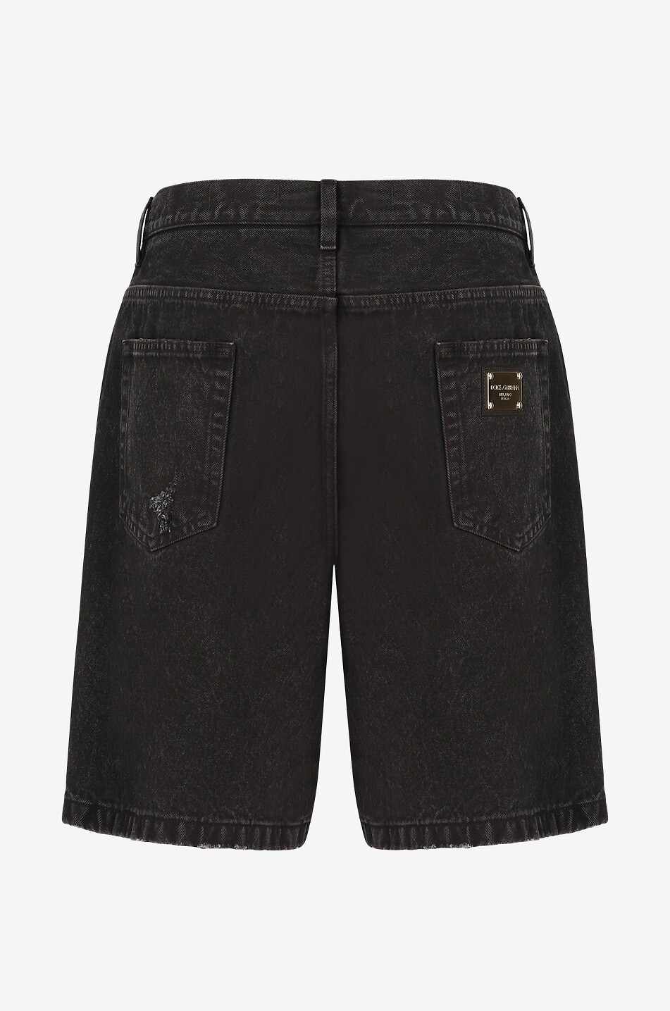 Ausgewaschene zerrissene überfärbte Denim-Bermudashorts