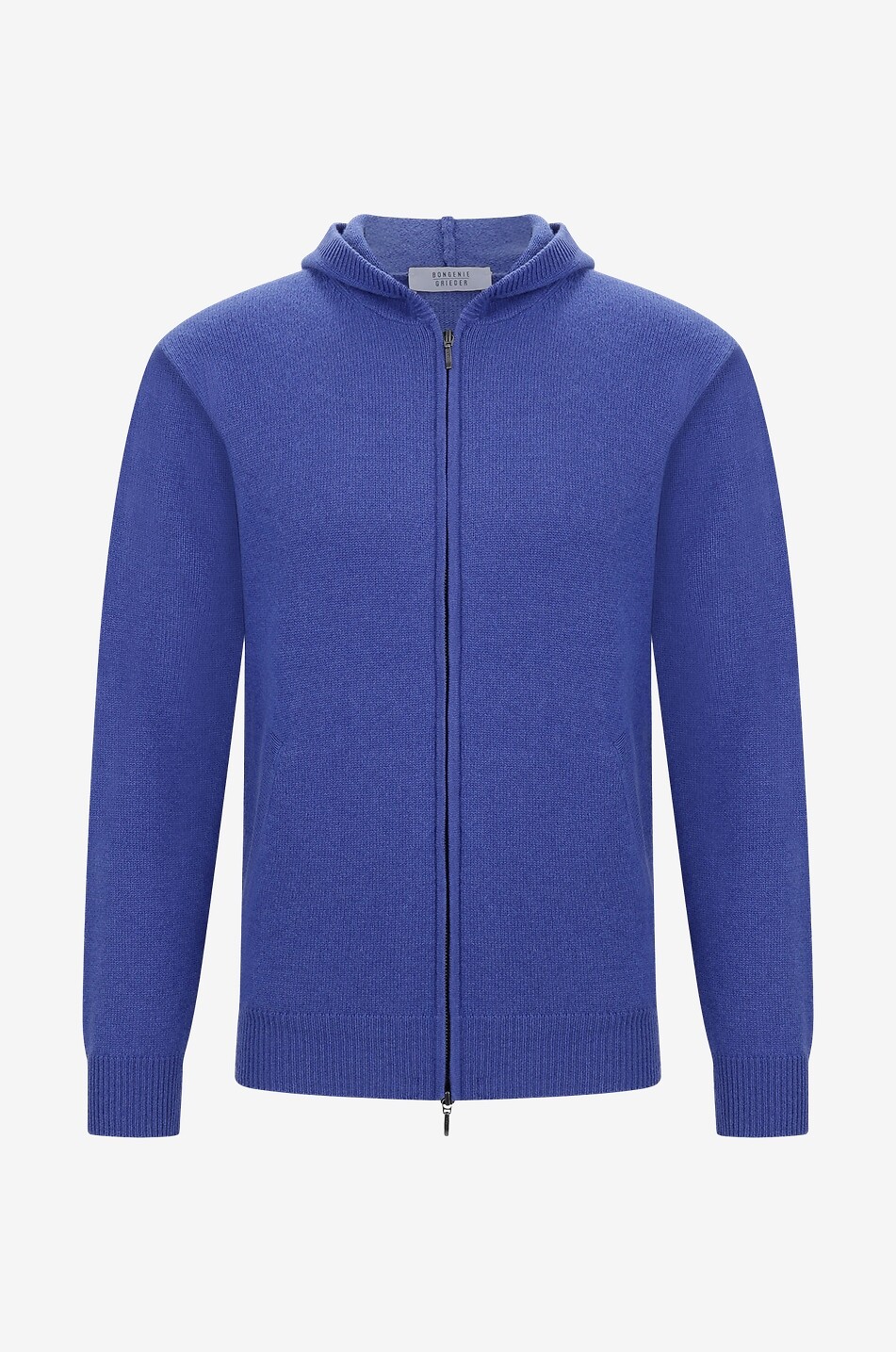 BONGÉNIE Cardigan zippé à capuche en cachemire Homme BLEU MOYEN 1