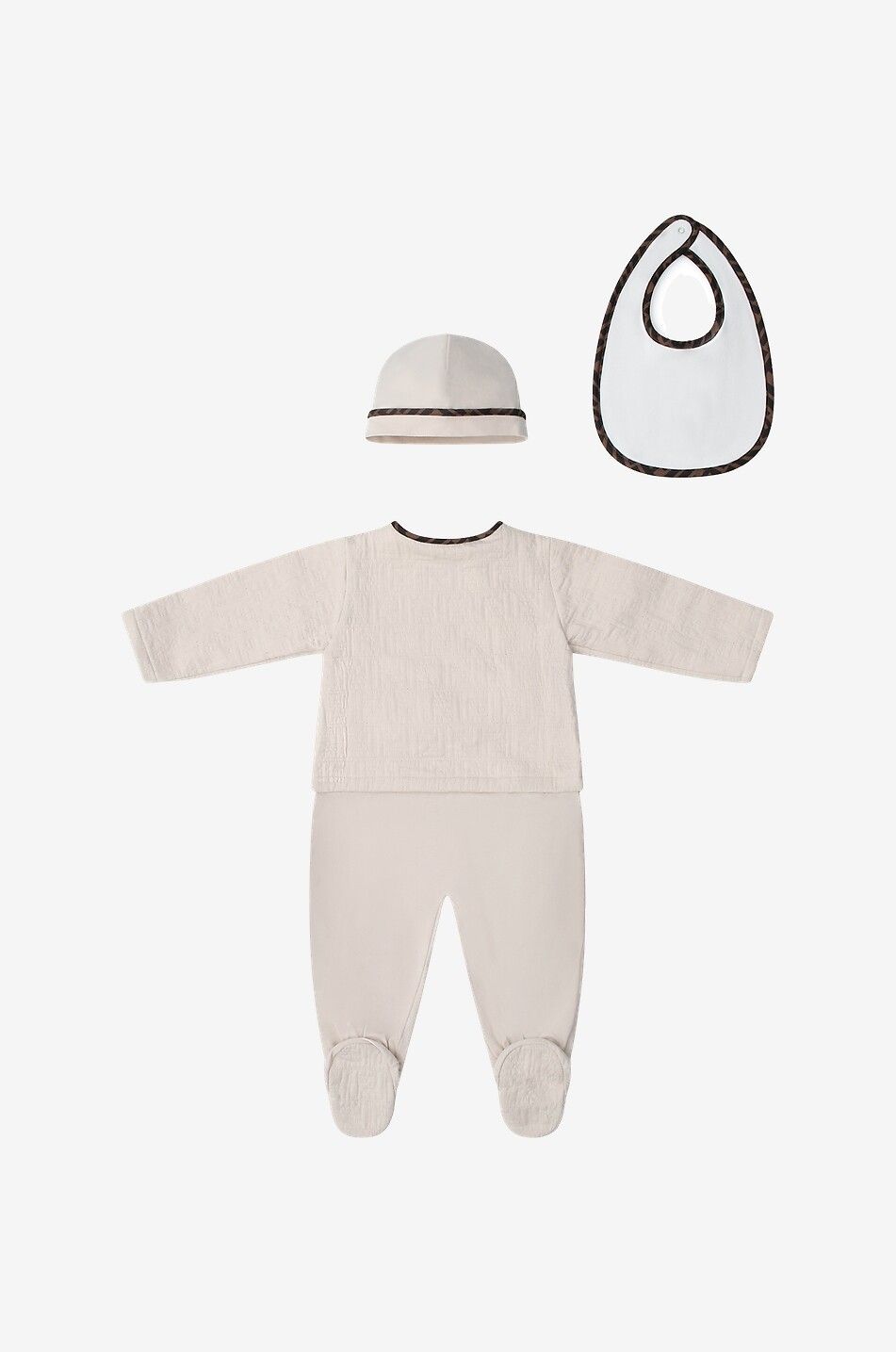 FENDI 3-Teiliges Baby-Geschenkset aus Jersey FF Baby BEIGE 2